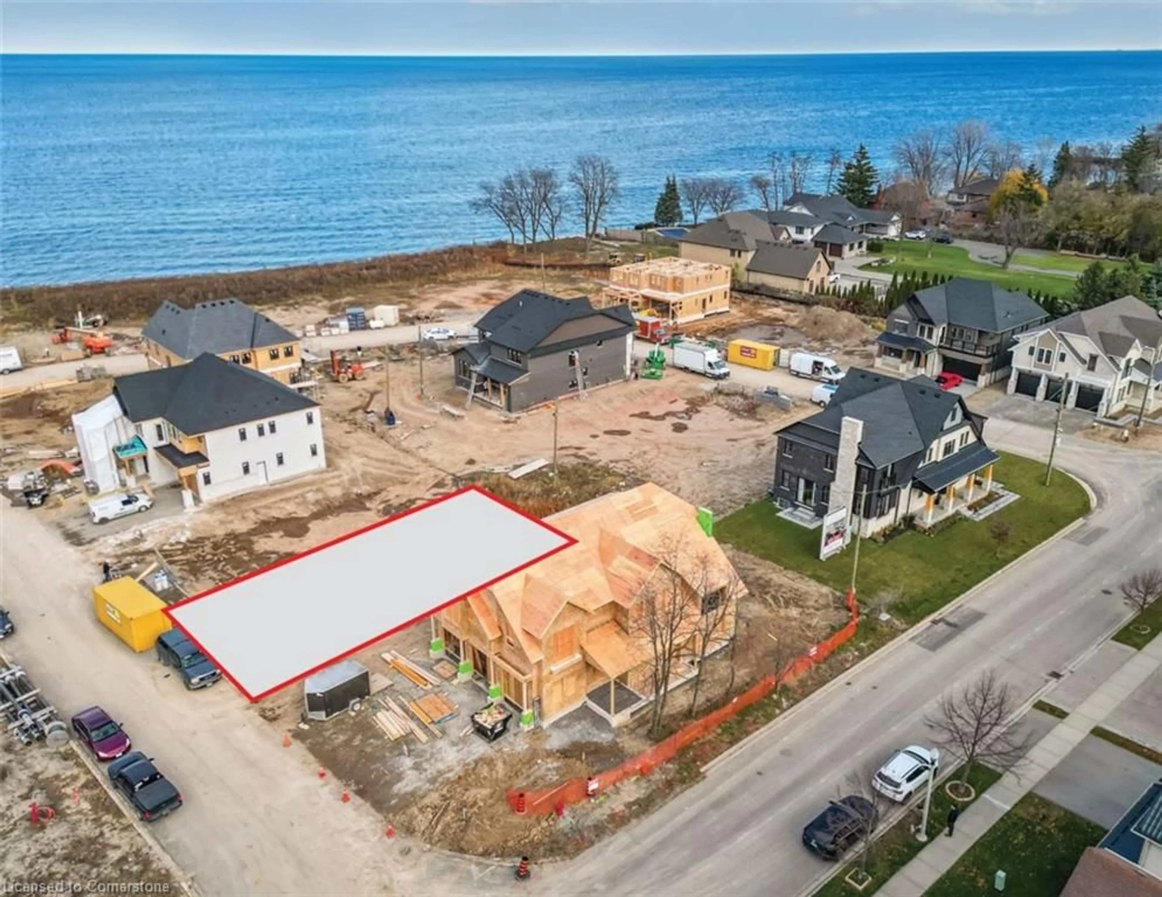 A pic from outside/outdoor area/front of a property/back of a property/a pic from drone, water/lake/river/ocean view for 100 Watershore Dr #Lot 2, Stoney Creek Ontario L8E 0C1