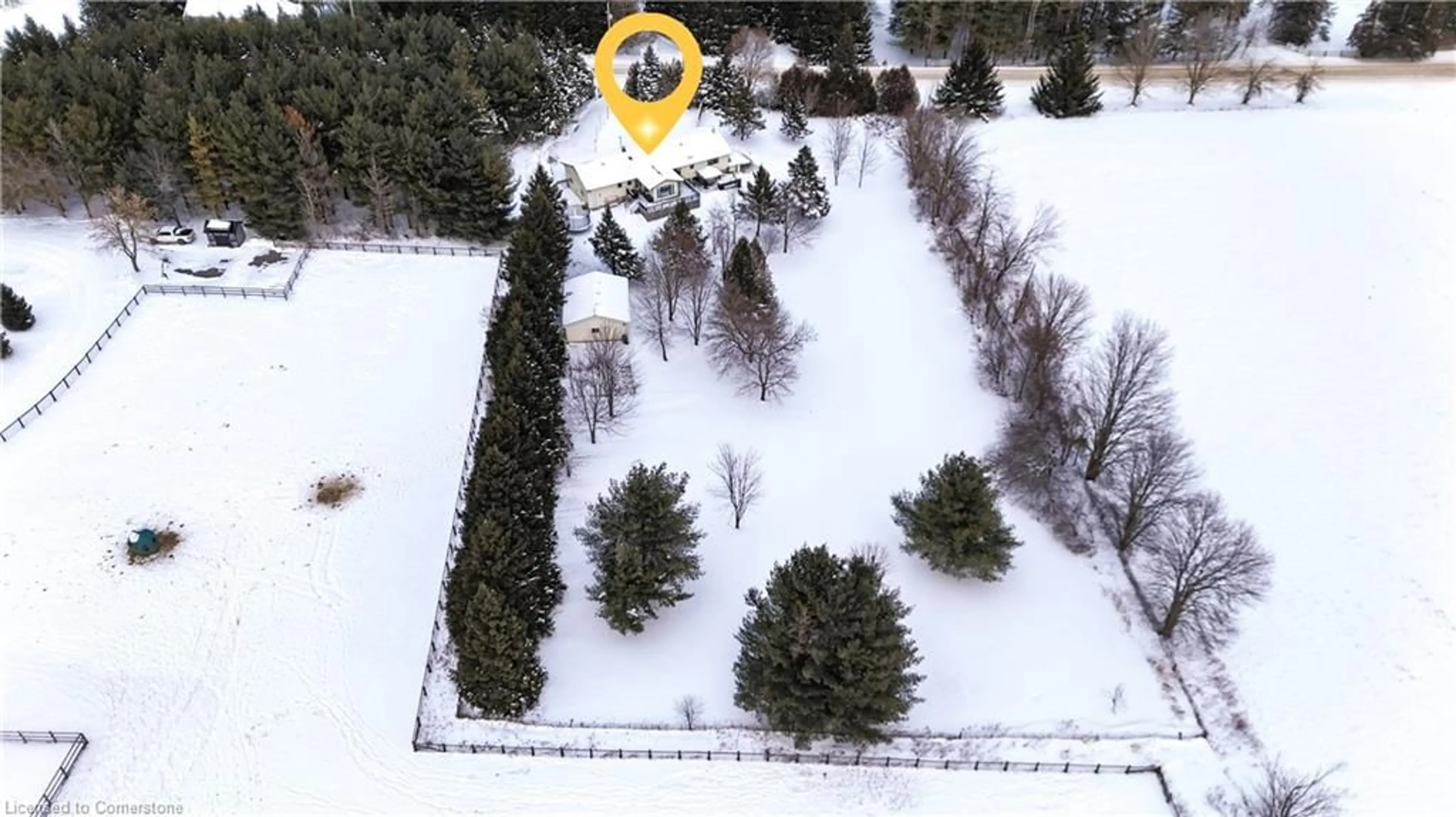 A pic from outside/outdoor area/front of a property/back of a property/a pic from drone, forest/trees view for 5702 Sixth Line, Hillsburg Ontario N0B 1Z0