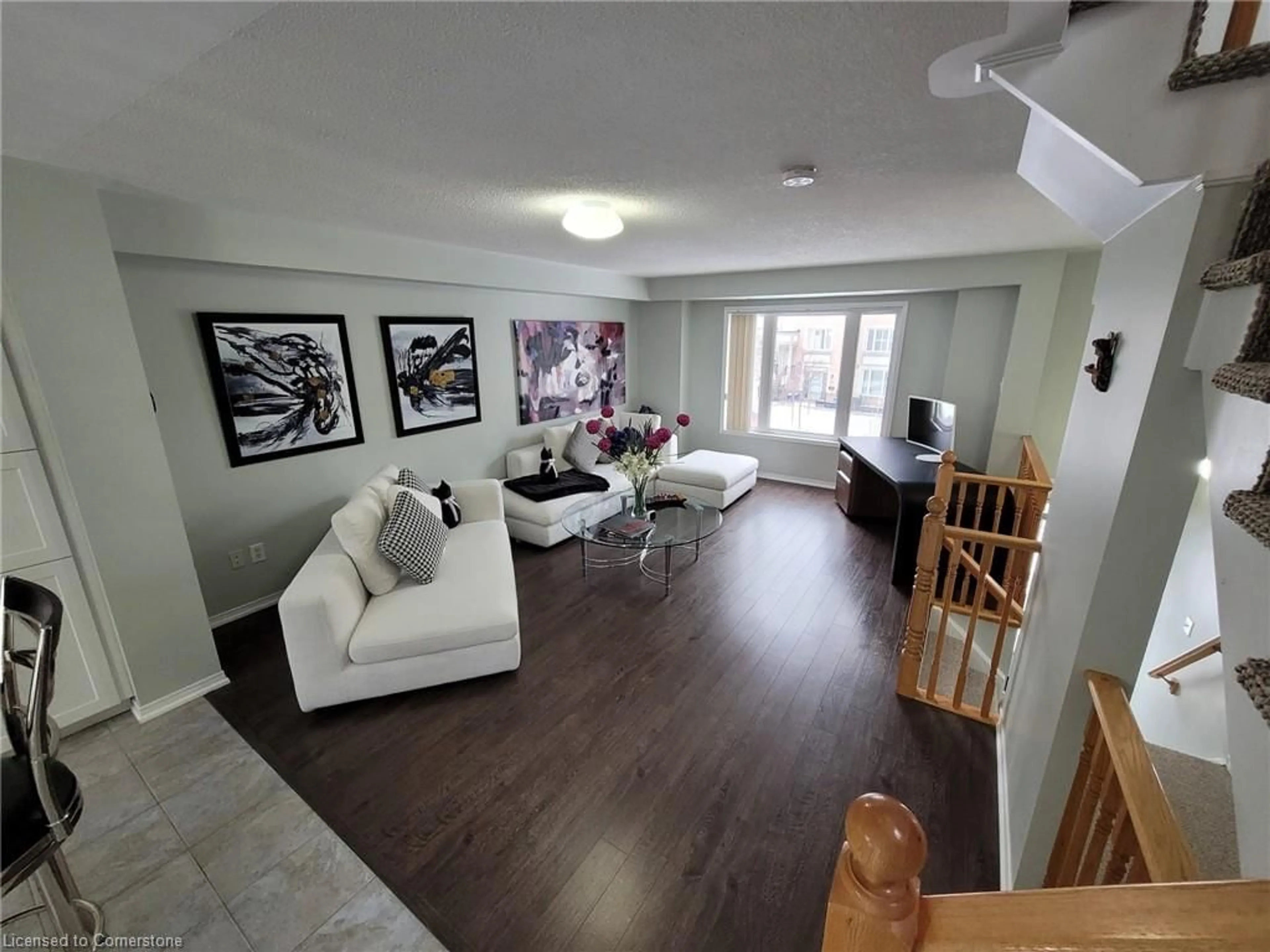 Living room with furniture, wood/laminate floor for 3050 Erin Centre Blvd #95, Mississauga Ontario L5M 0P5