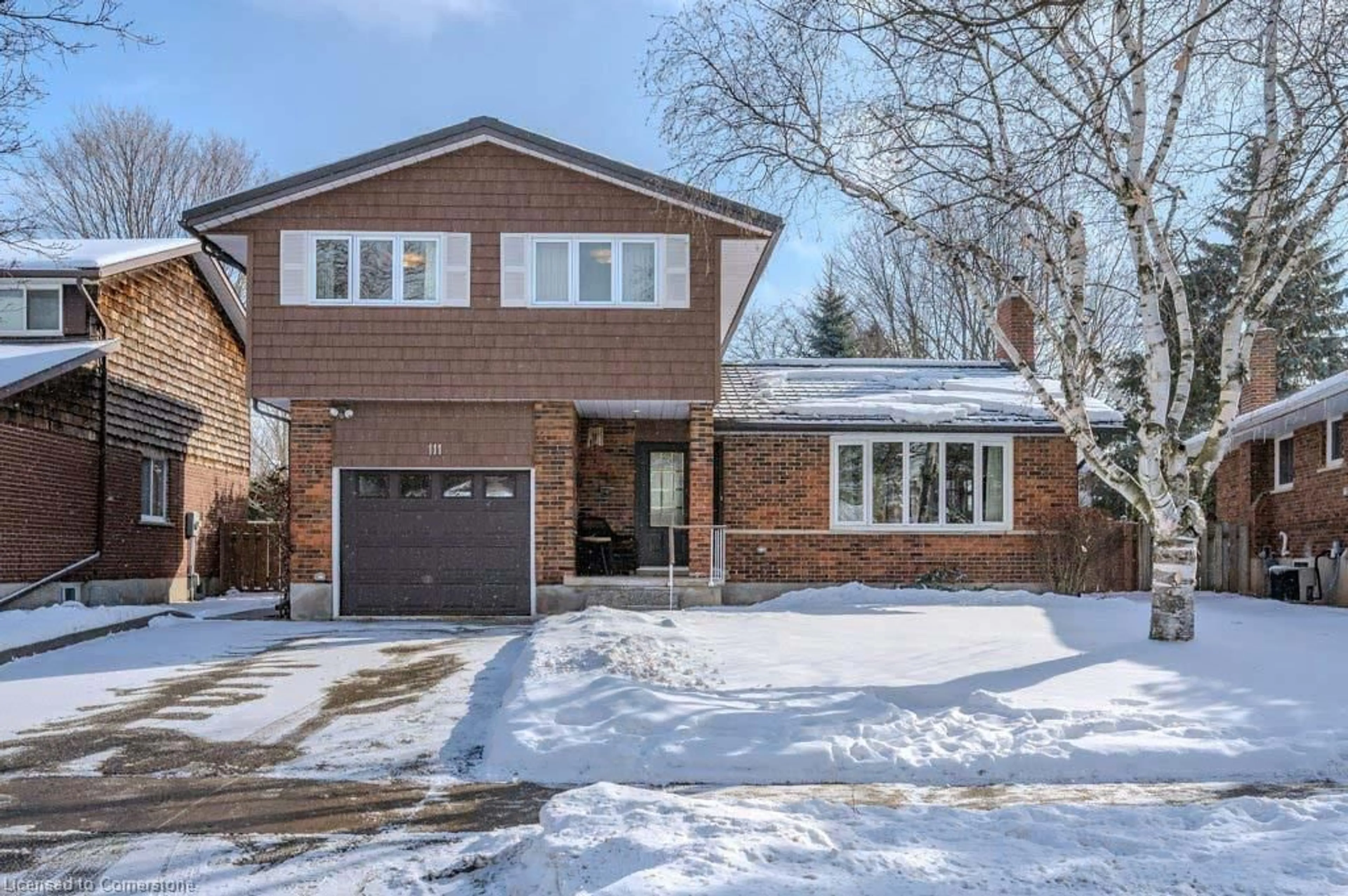 Home with brick exterior material, street for 111 Dunsmere Dr, Kitchener Ontario N2E 1W4