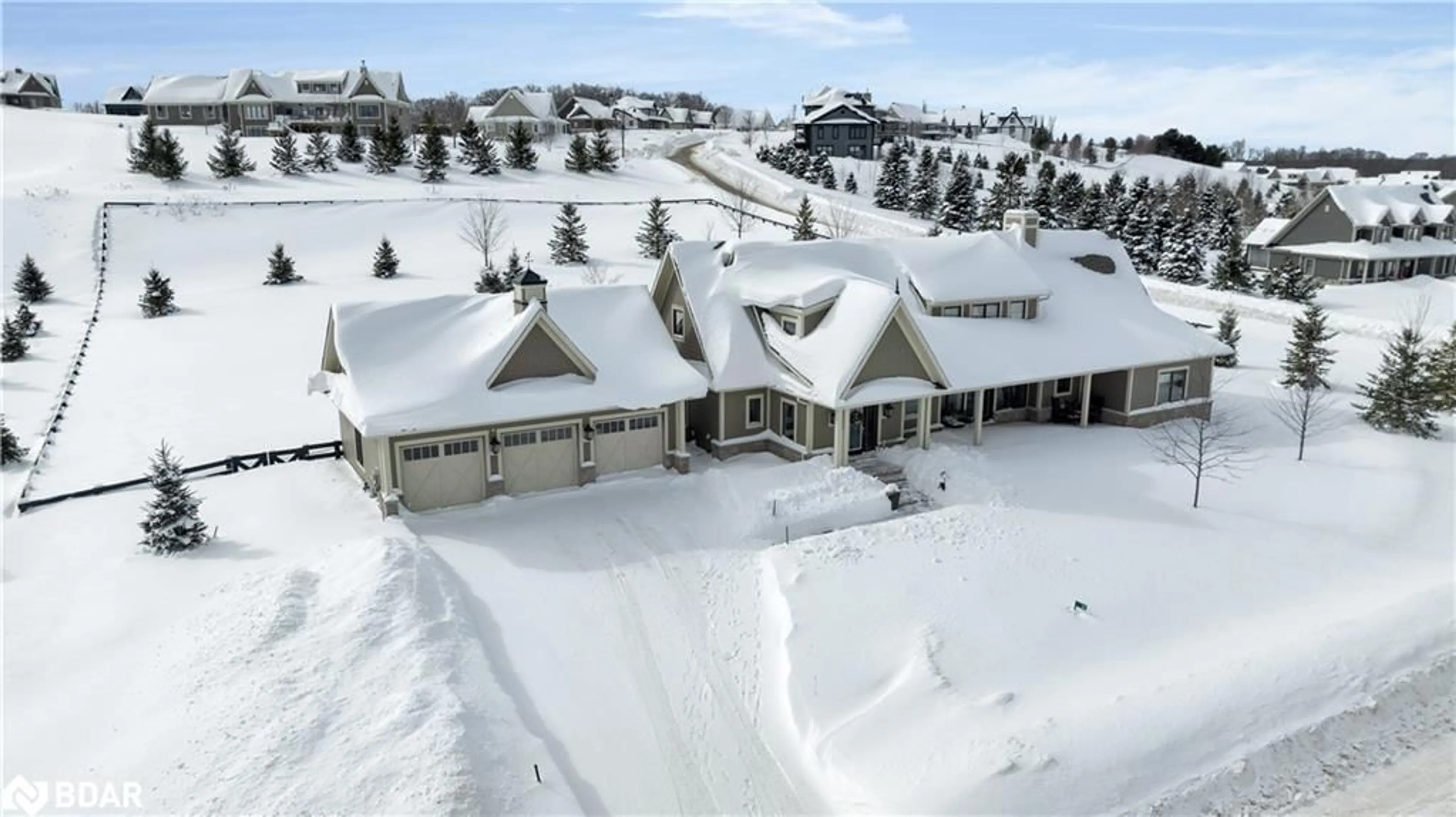A pic from outside/outdoor area/front of a property/back of a property/a pic from drone, mountain view for 12 Thoroughbred Dr, Oro-Medonte Ontario L0K 1E0