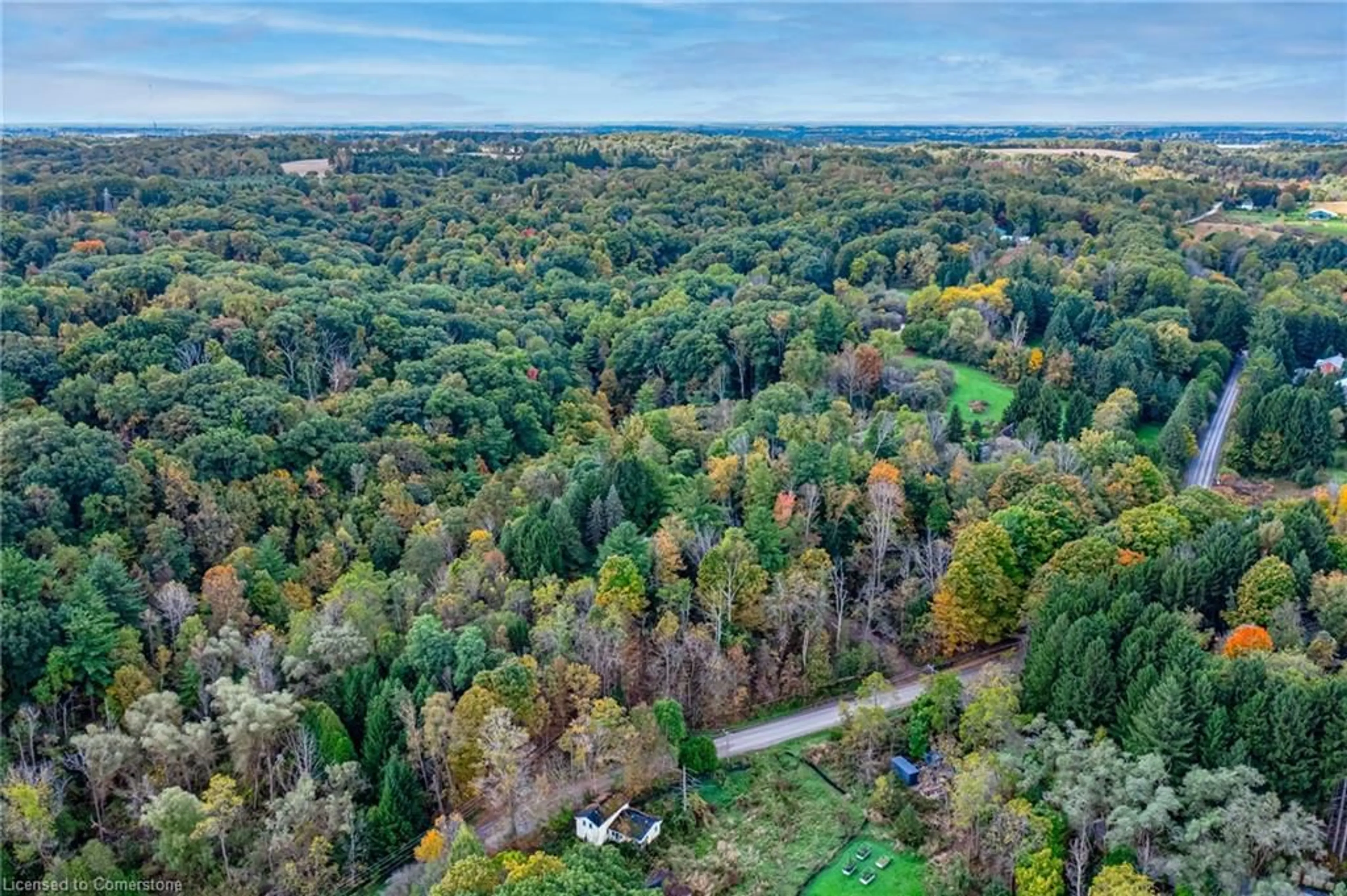 A pic from outside/outdoor area/front of a property/back of a property/a pic from drone, forest/trees view for 1296 Mineral Springs Rd, Ancaster Ontario L9H 5E3