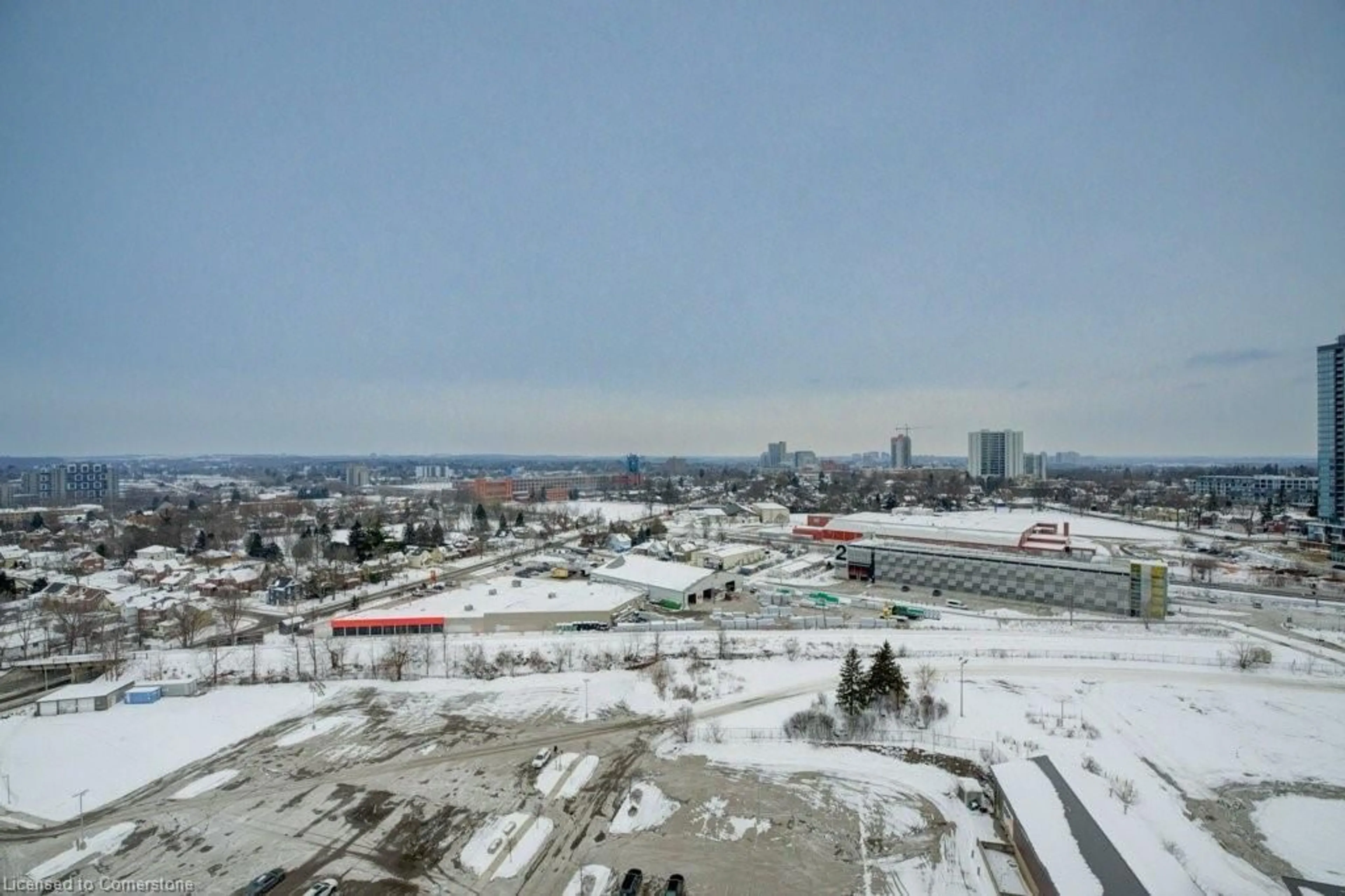 A pic from outside/outdoor area/front of a property/back of a property/a pic from drone, city buildings view from balcony for 108 Garment St #1810, Kitchener Ontario N2G 0E2