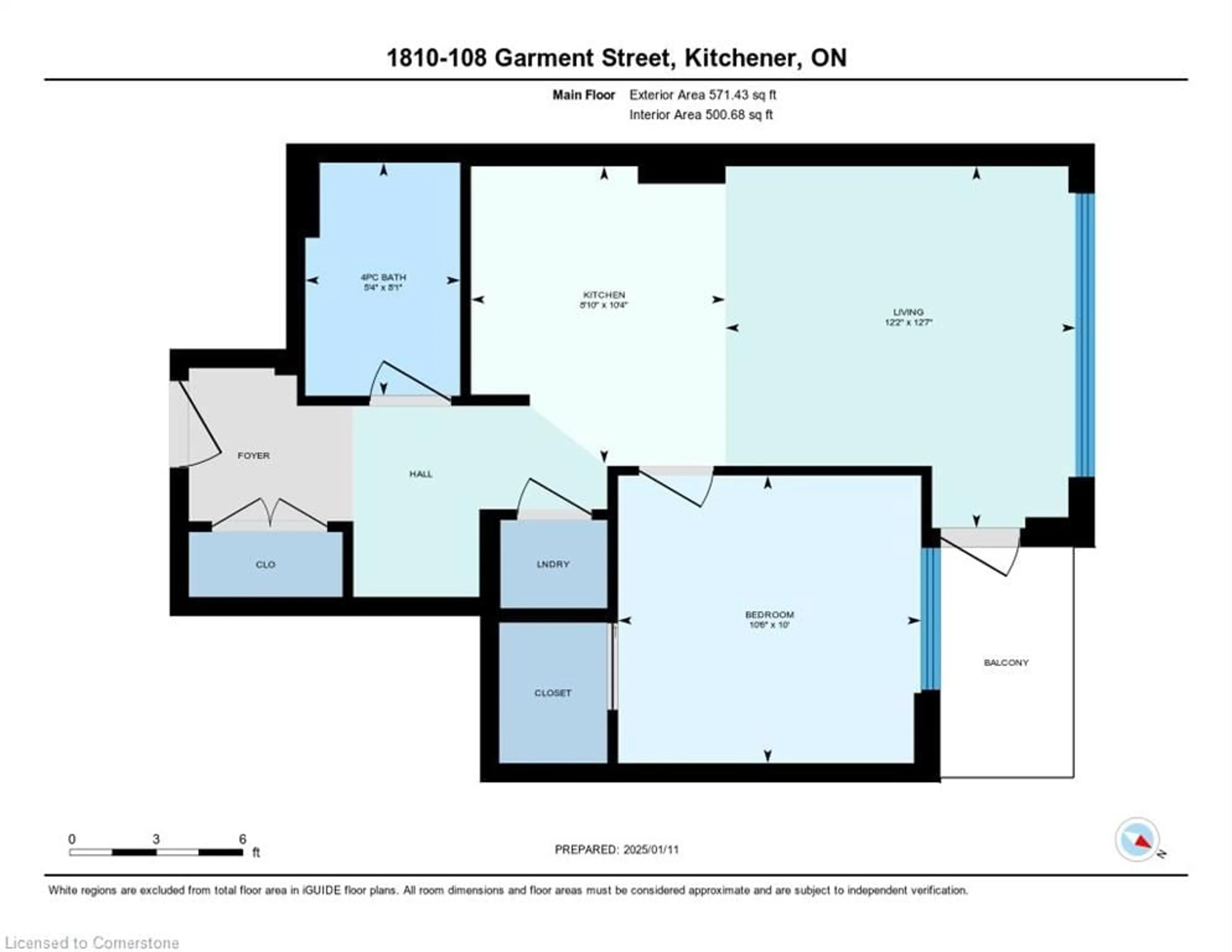 Floor plan for 108 Garment St #1810, Kitchener Ontario N2G 0E2