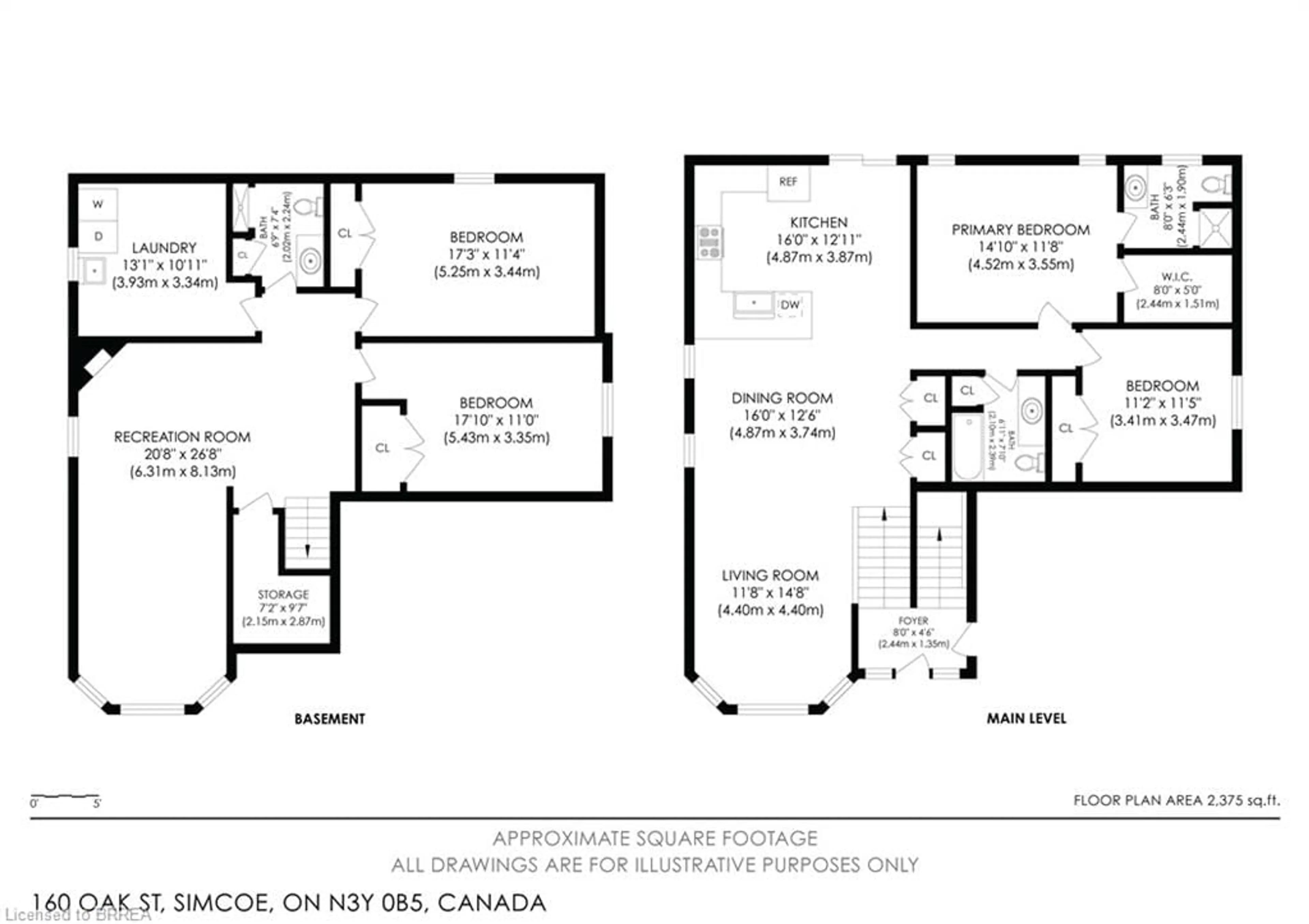 Floor plan for 160 Oak St, Simcoe Ontario N3Y 0B5