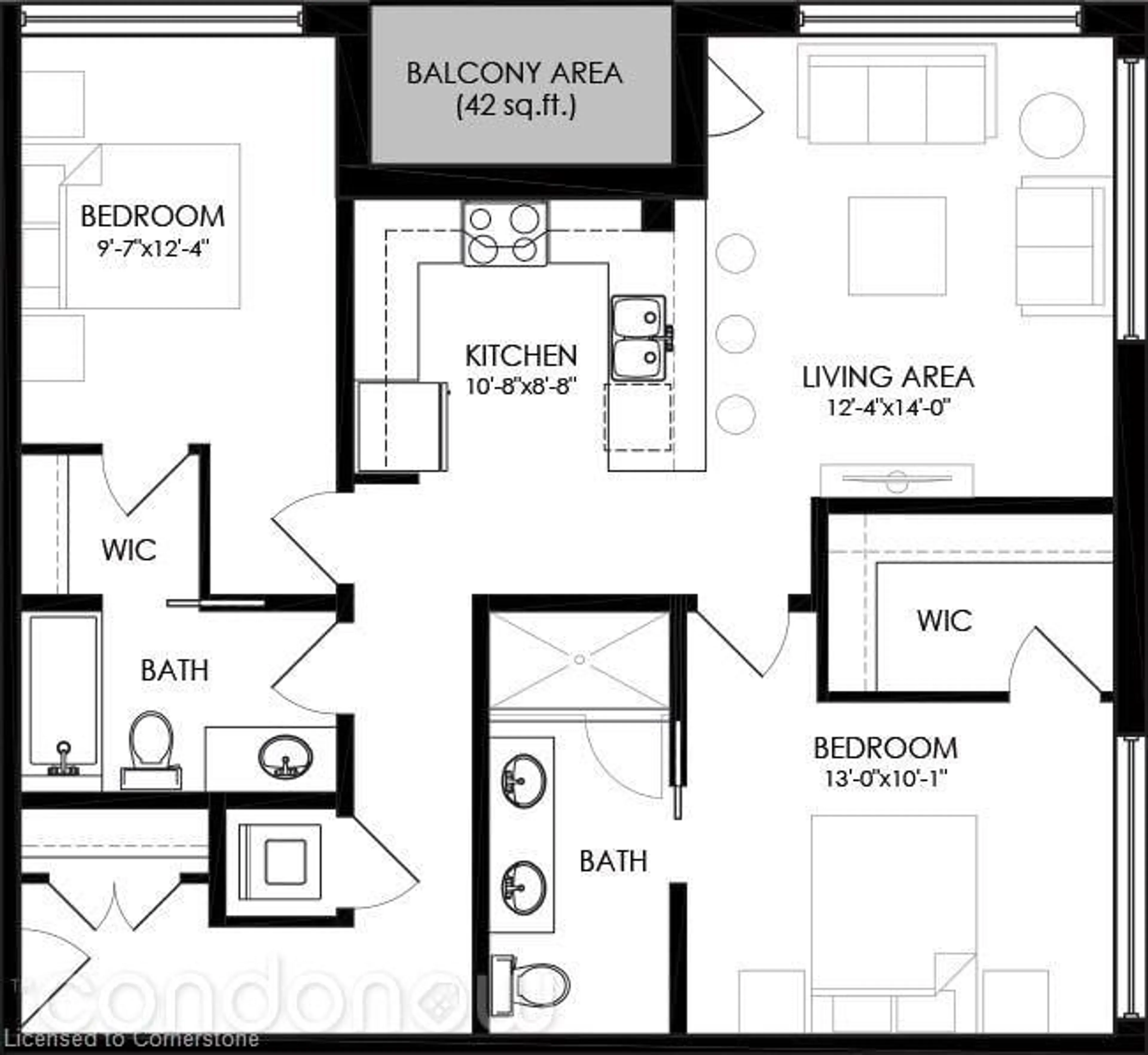 Floor plan for 690 King St #416, Kitchener Ontario N2H 5L8