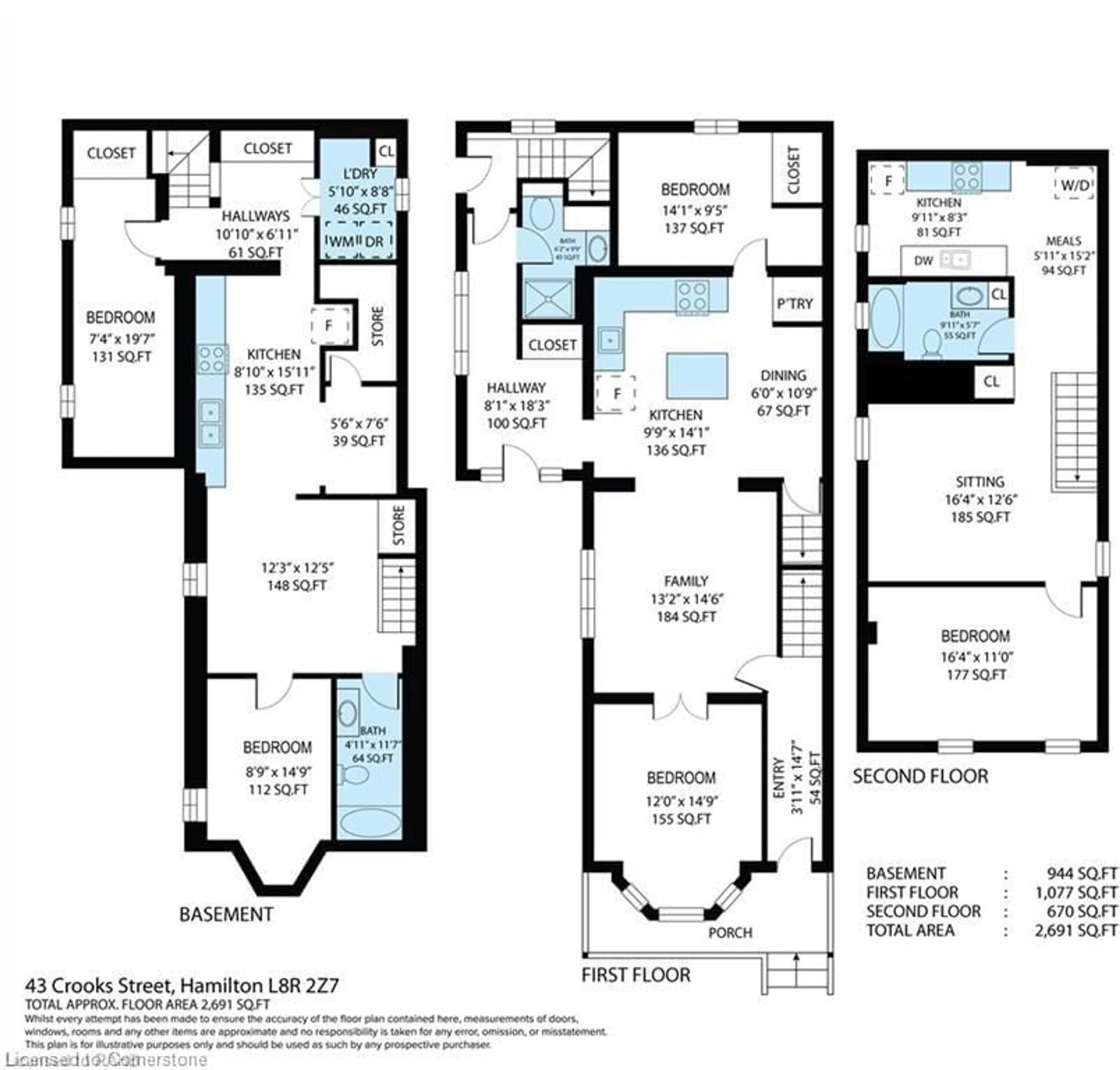 Floor plan for 43 Crooks St, Hamilton Ontario L8R 2Z7