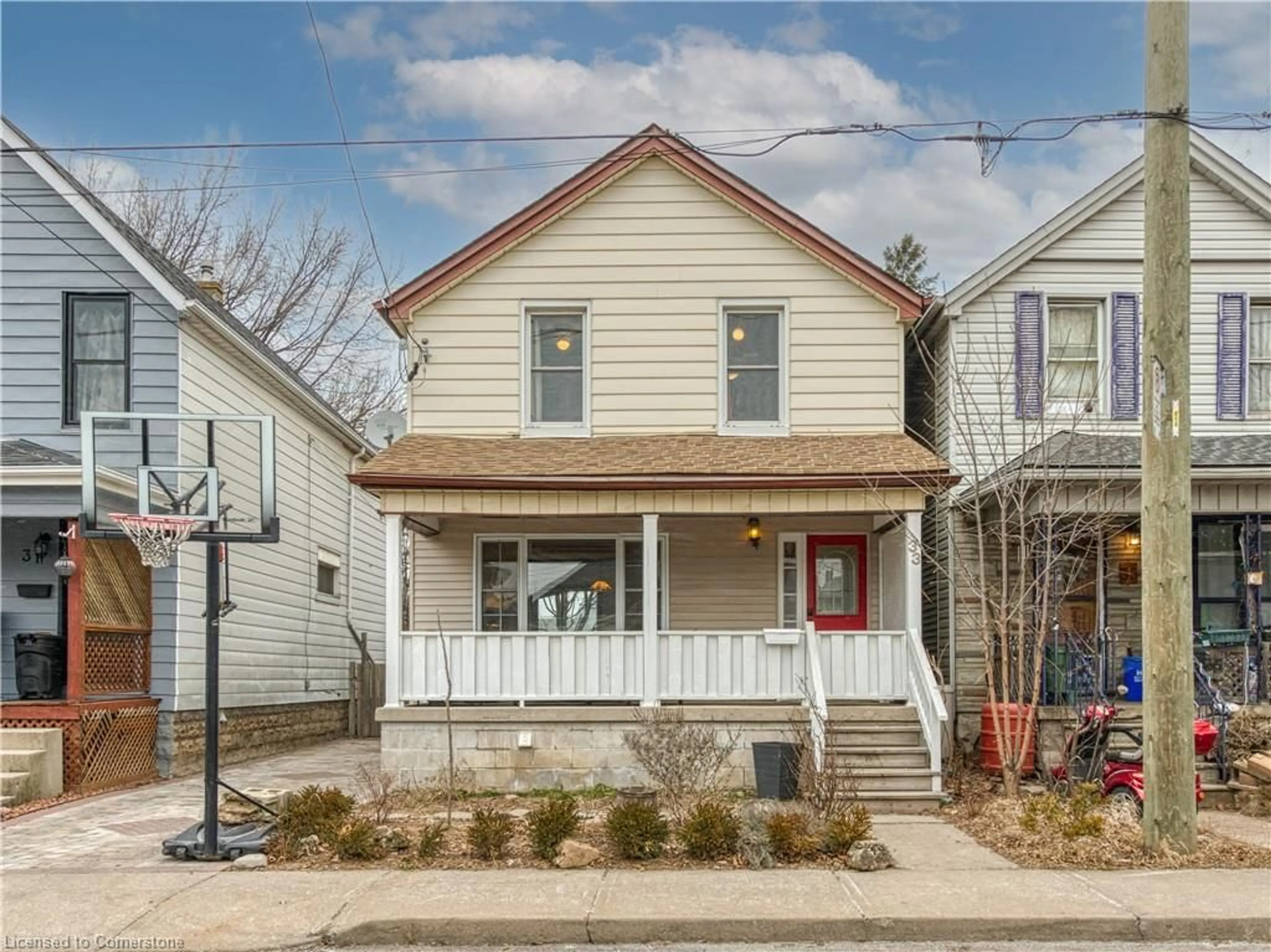 Home with vinyl exterior material, street for 33 Mayflower Ave, Hamilton Ontario L8L 2K5