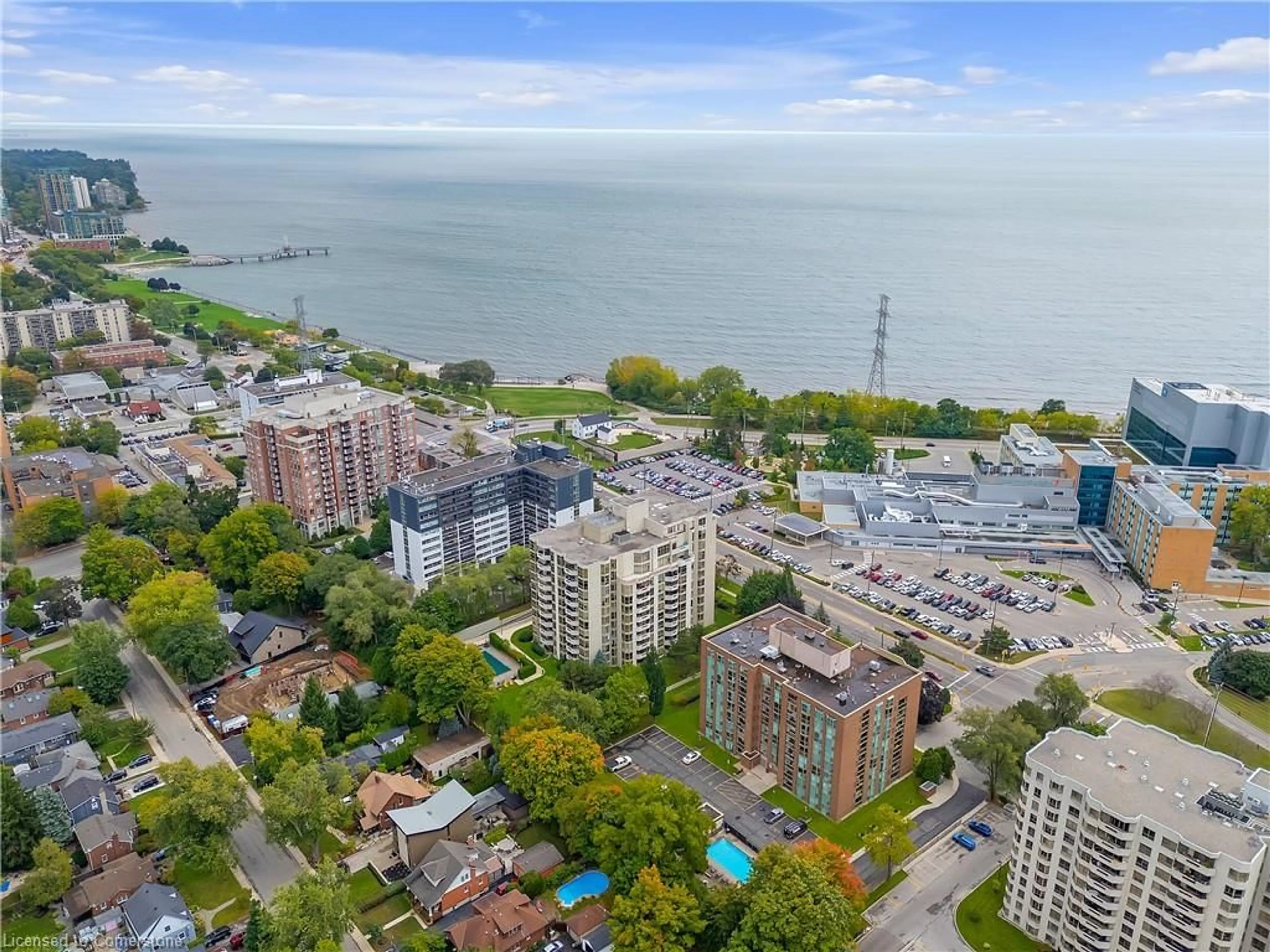 A pic from outside/outdoor area/front of a property/back of a property/a pic from drone, water/lake/river/ocean view for 1237 North Shore Blvd #903, Burlington Ontario L7S 2H8