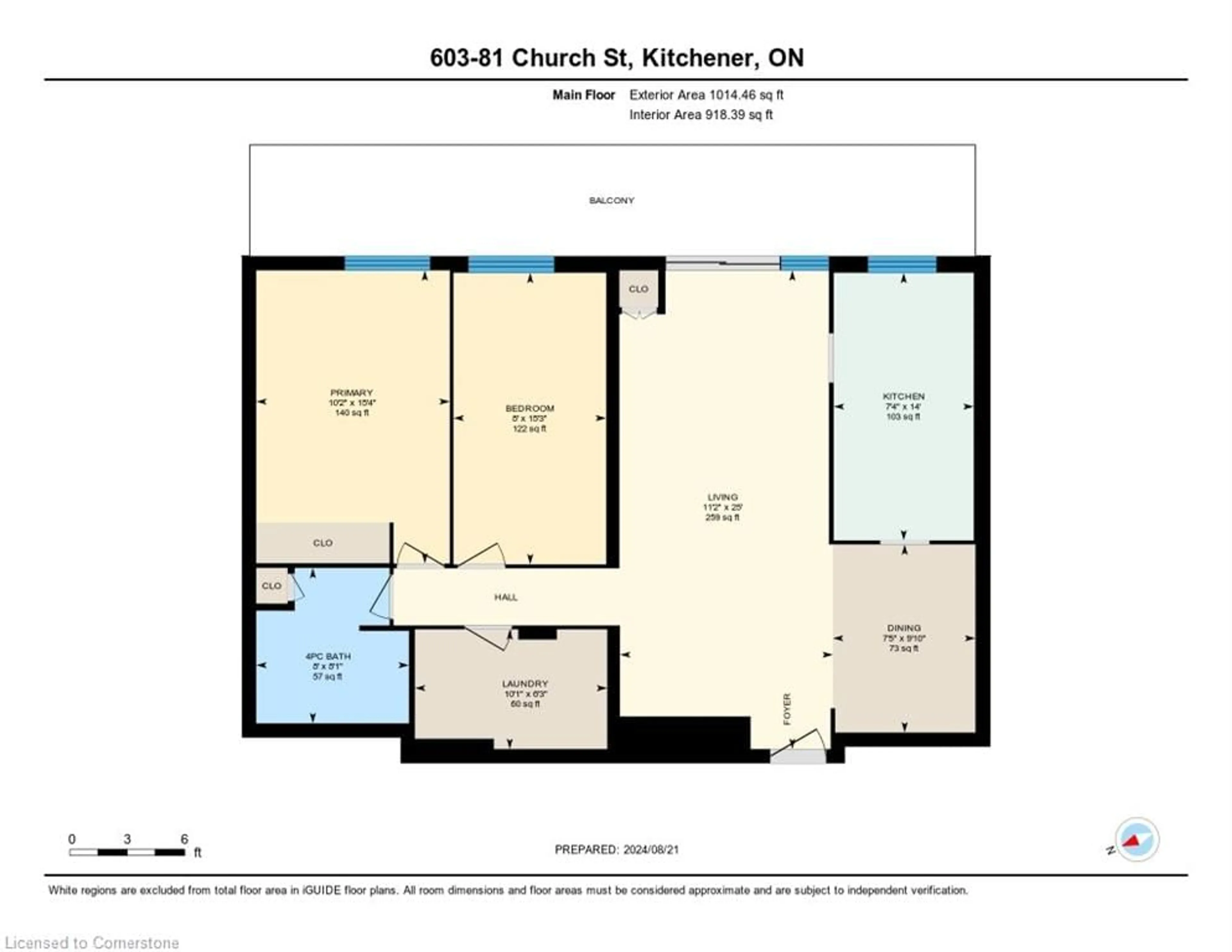 Floor plan for 81 Church St #603, Kitchener Ontario N2G 4M1