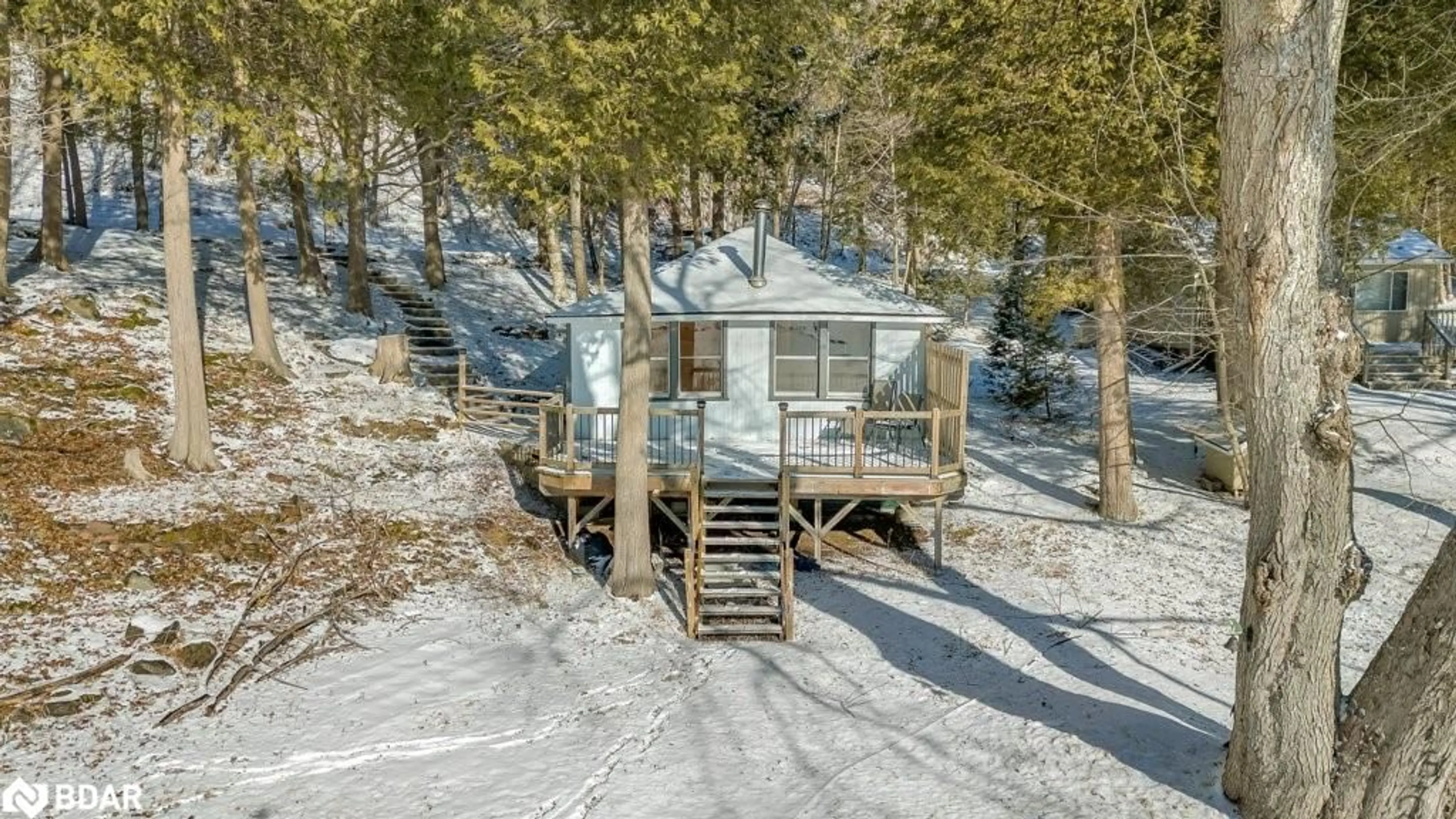 A pic from outside/outdoor area/front of a property/back of a property/a pic from drone, water/lake/river/ocean view for 2077 Hambly Lane, Frontenac Ontario K0H 1W0