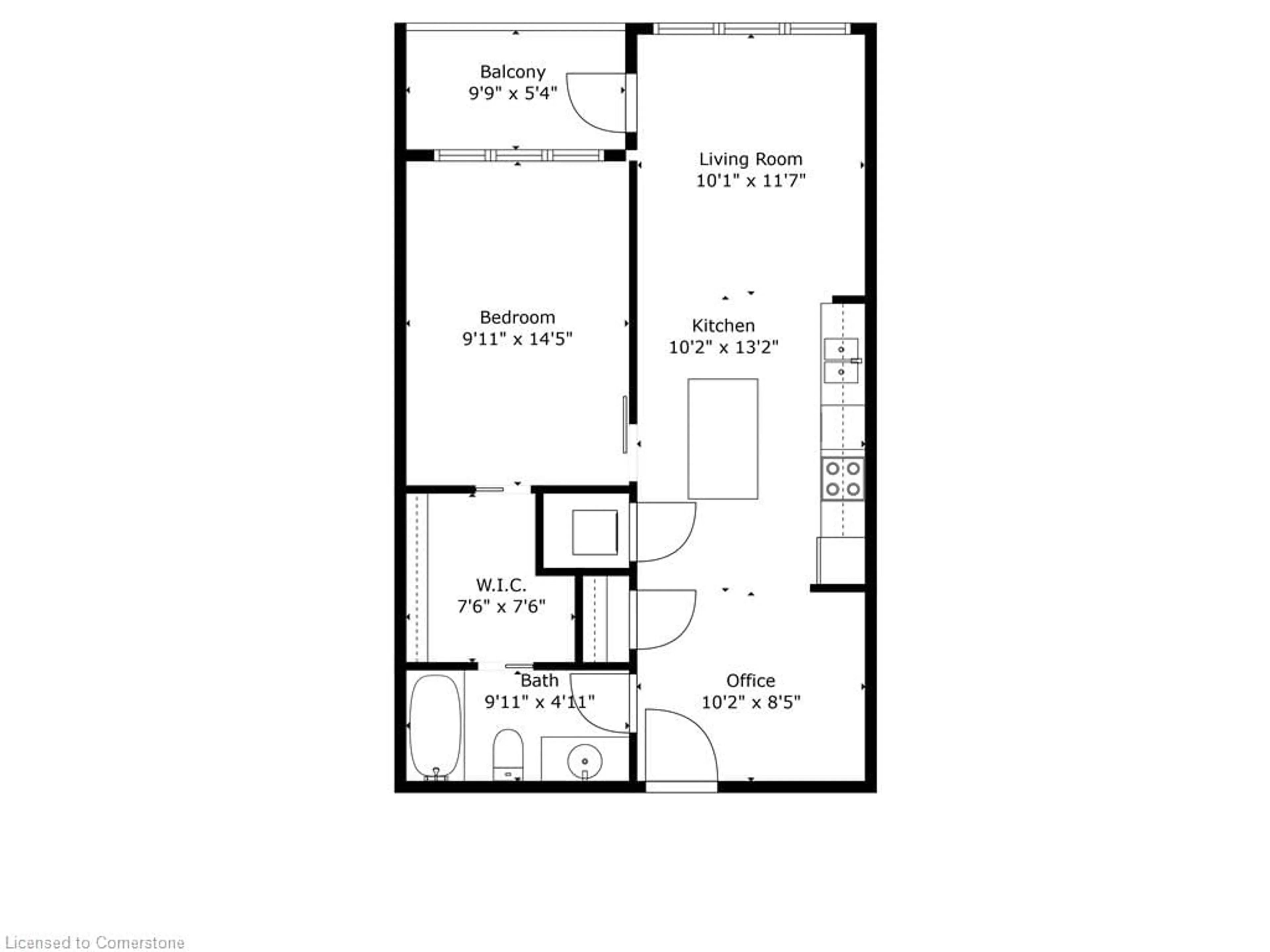 Floor plan for 690 King St #203, Waterloo Ontario N2G 0B9