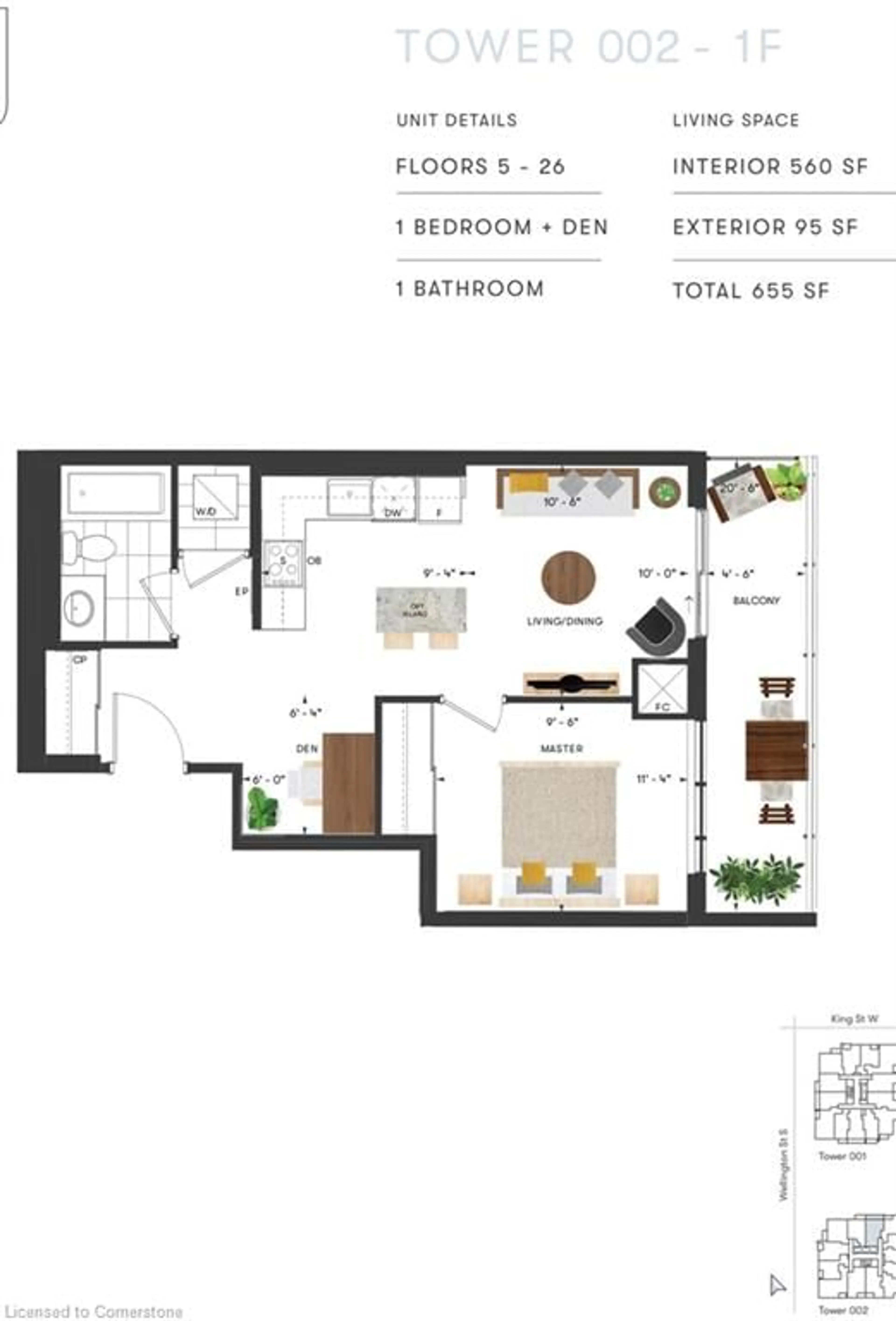 Floor plan for 15 Wellington St #1101, Kitchener Ontario N2G 0E4