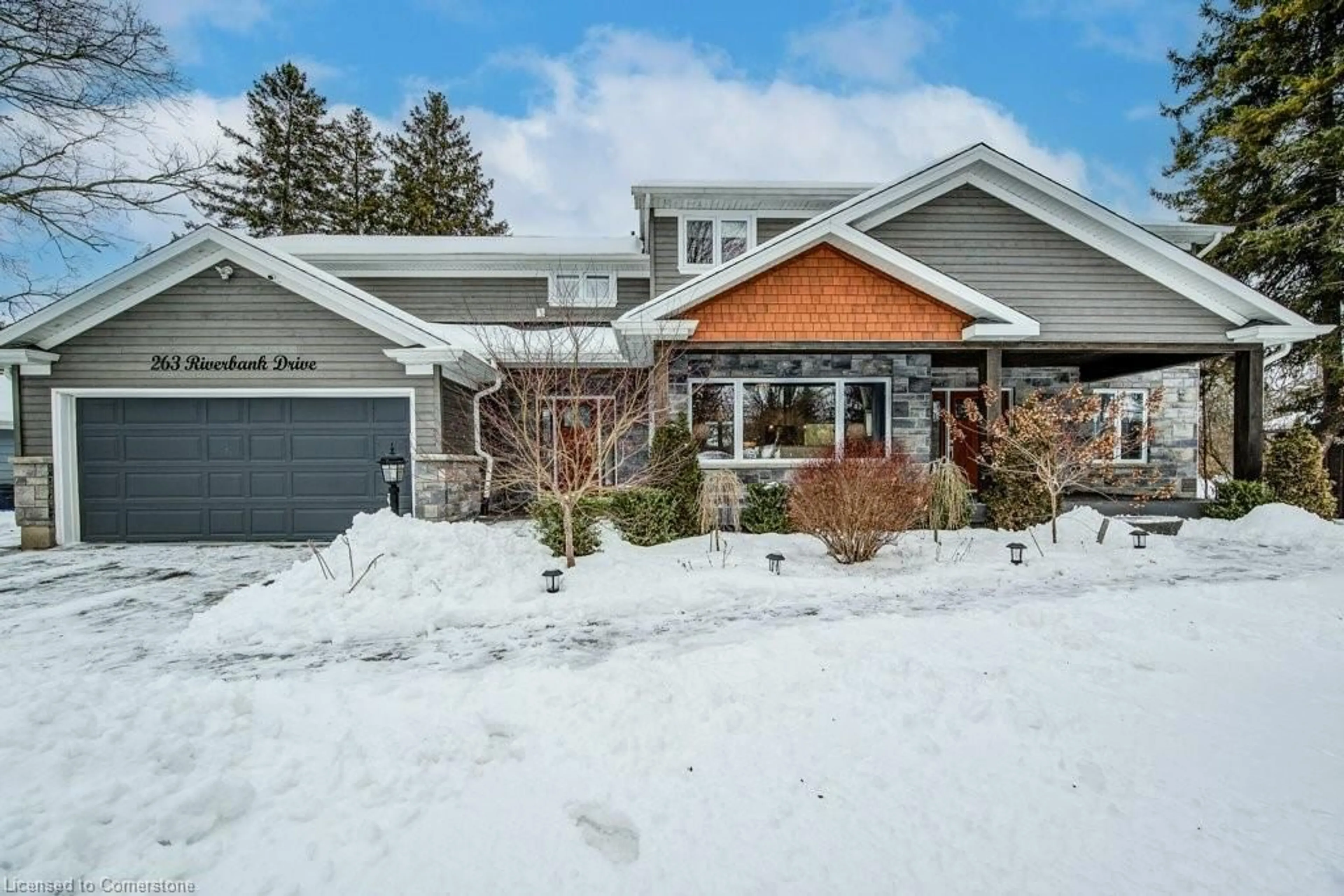 Home with brick exterior material, street for 263 Riverbank Dr, Cambridge Ontario N3H 4R6