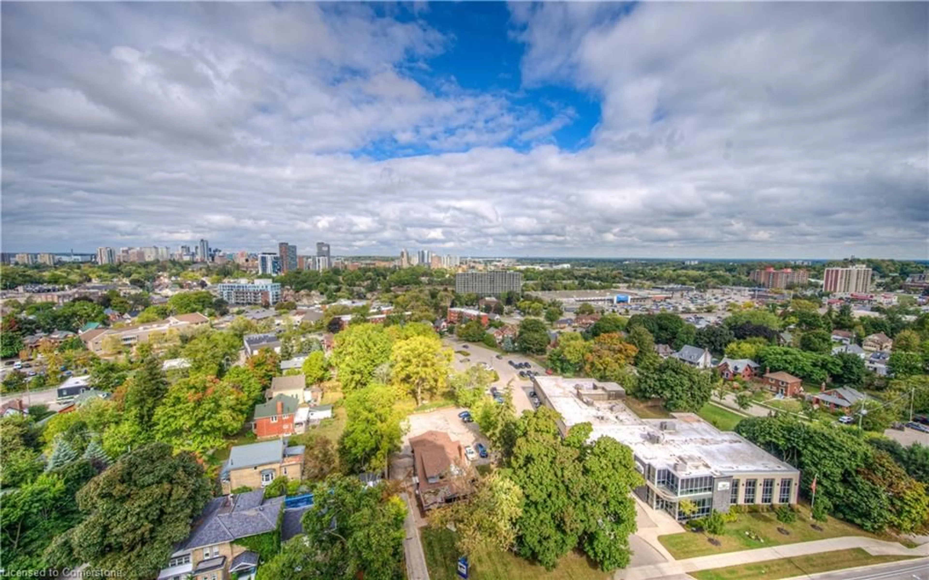 A pic from outside/outdoor area/front of a property/back of a property/a pic from drone, city buildings view from balcony for 6 Willow St #1908, Waterloo Ontario N2J 4S3