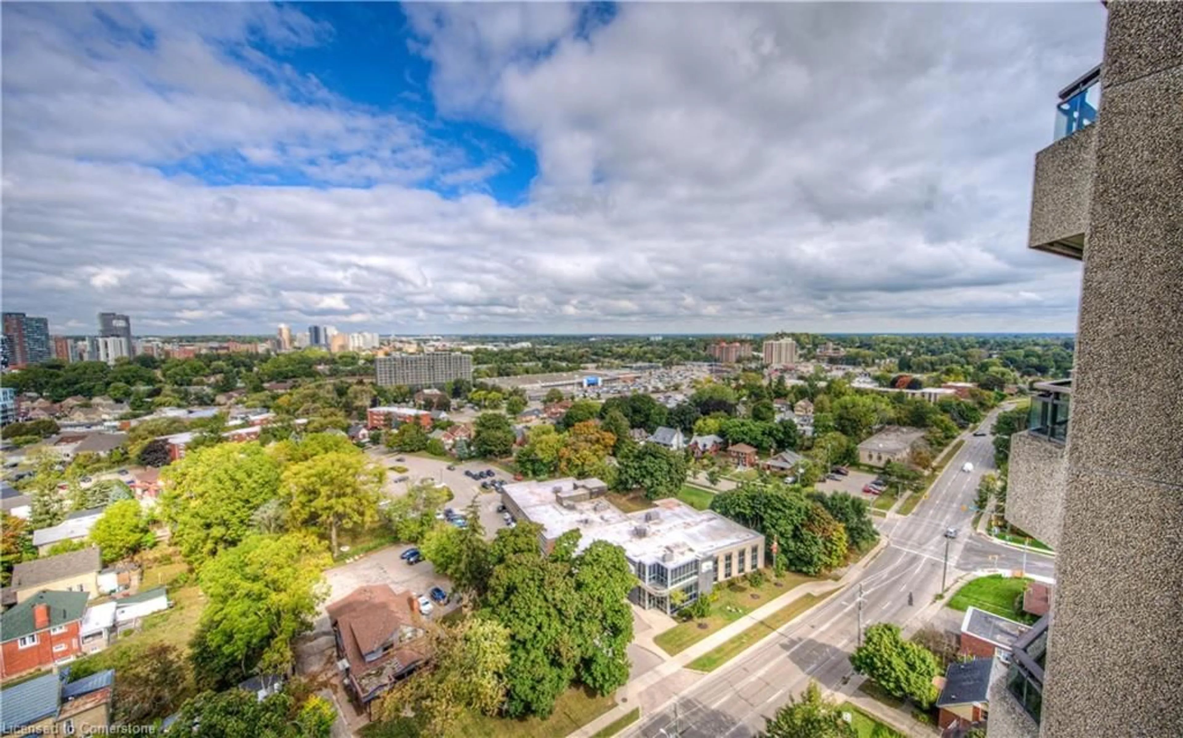 A pic from outside/outdoor area/front of a property/back of a property/a pic from drone, city buildings view from balcony for 6 Willow St #1908, Waterloo Ontario N2J 4S3