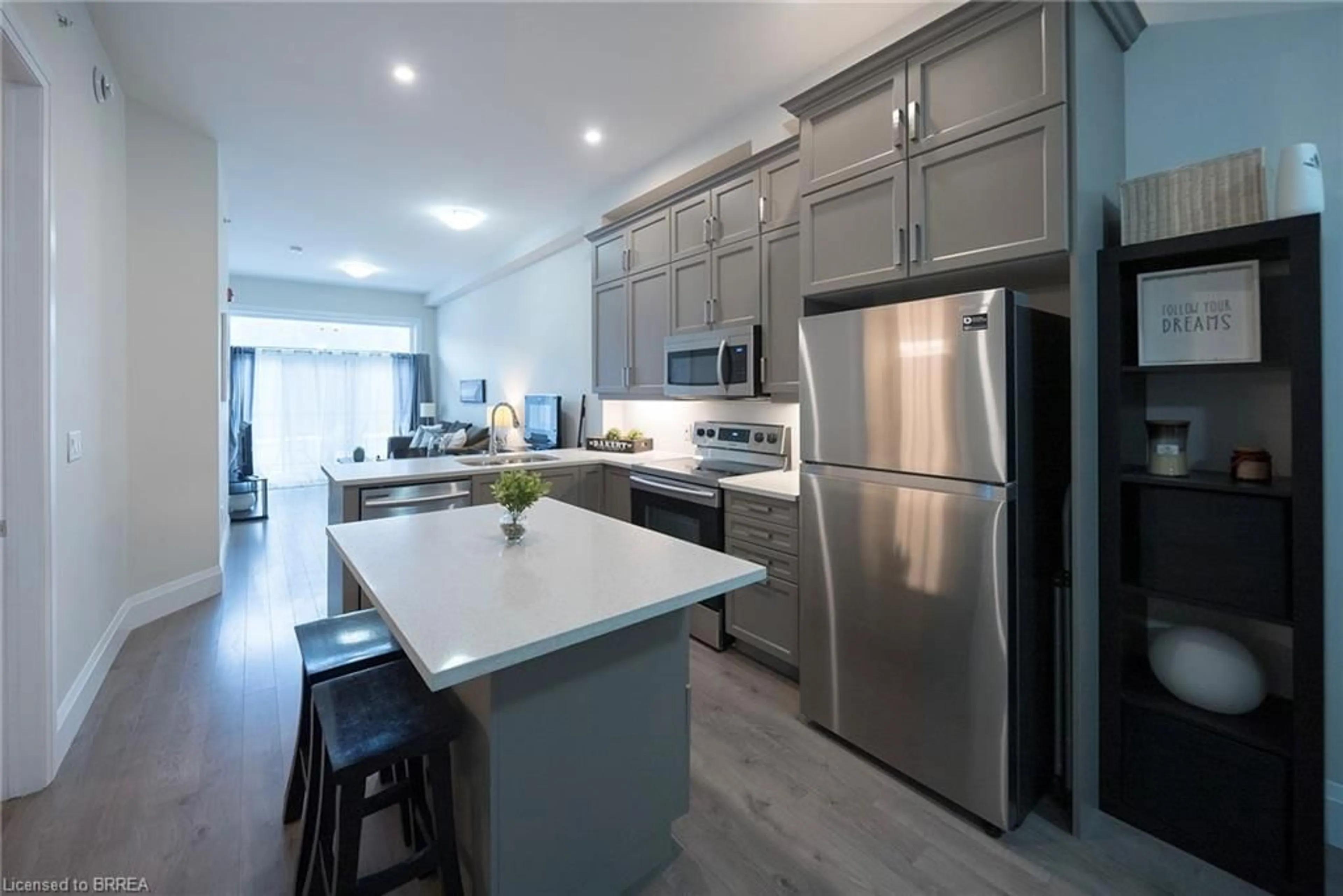 Open concept kitchen, ceramic/tile floor for 85 Morrell St #120 A, Brantford Ontario N3T 4J6