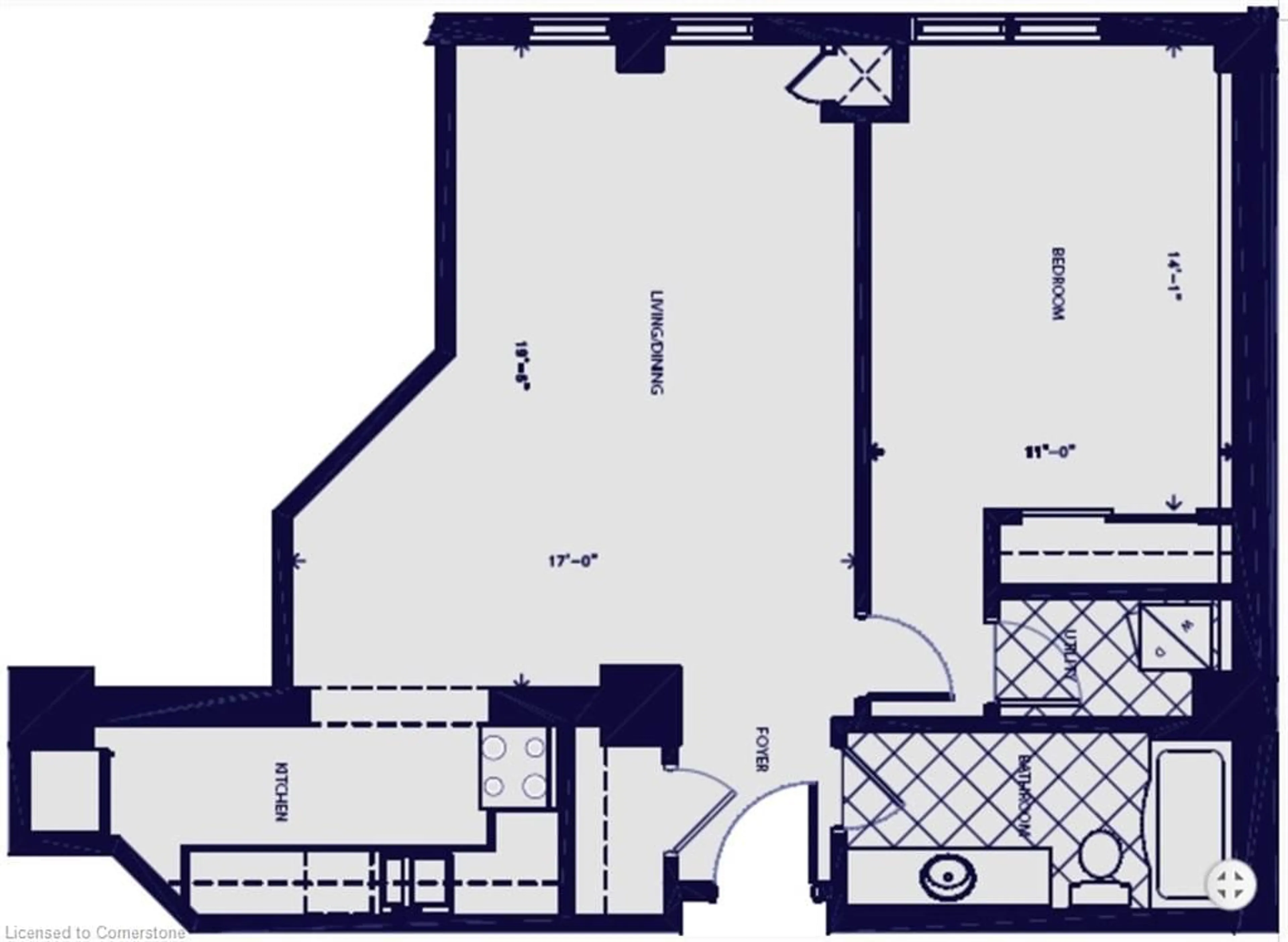 Floor plan for 135 James St #1009, Hamilton Ontario L8P 2Z6