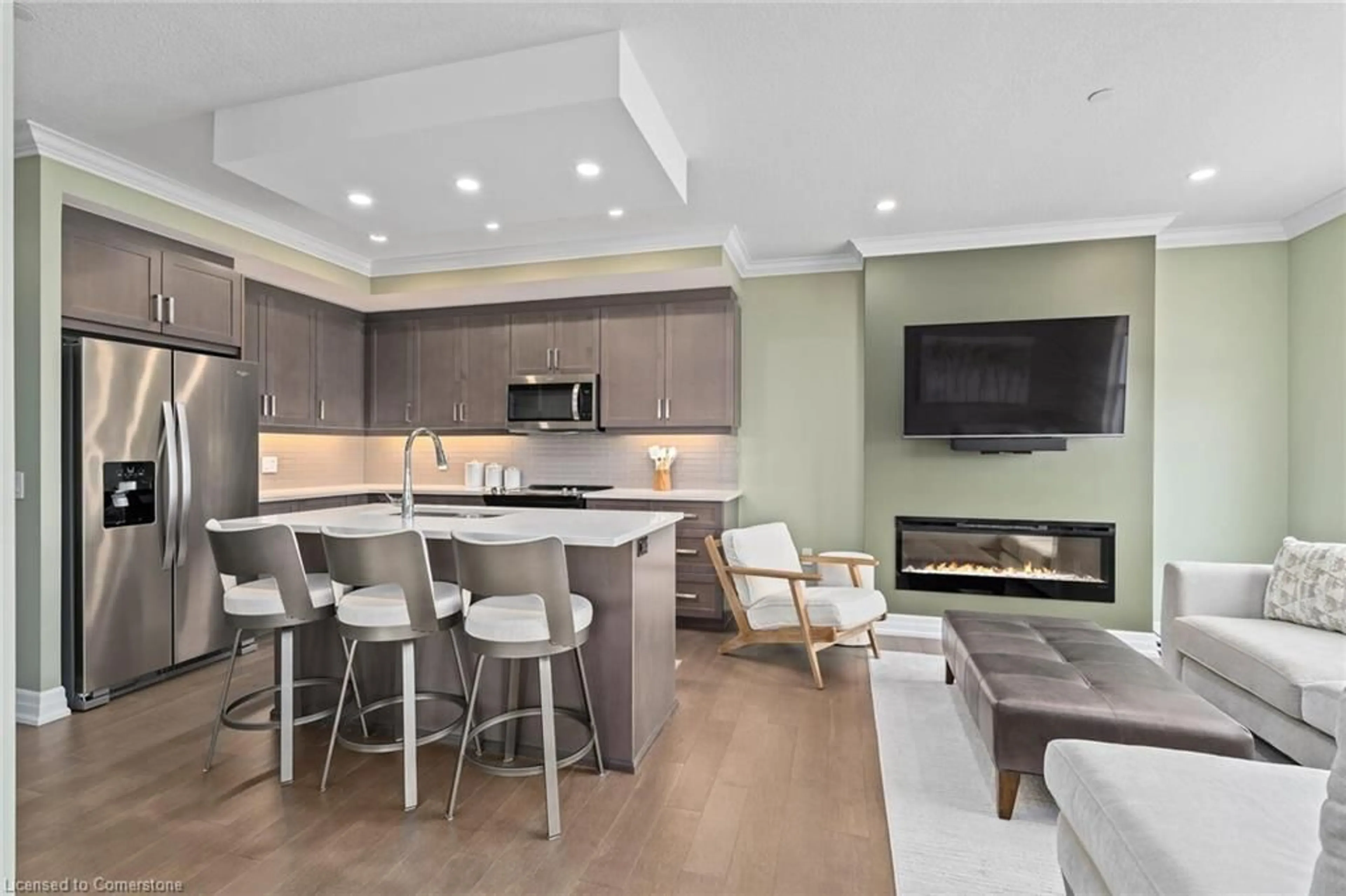 Open concept kitchen, ceramic/tile floor for 1880 Gordon St #404, Guelph Ontario N1L 0P5