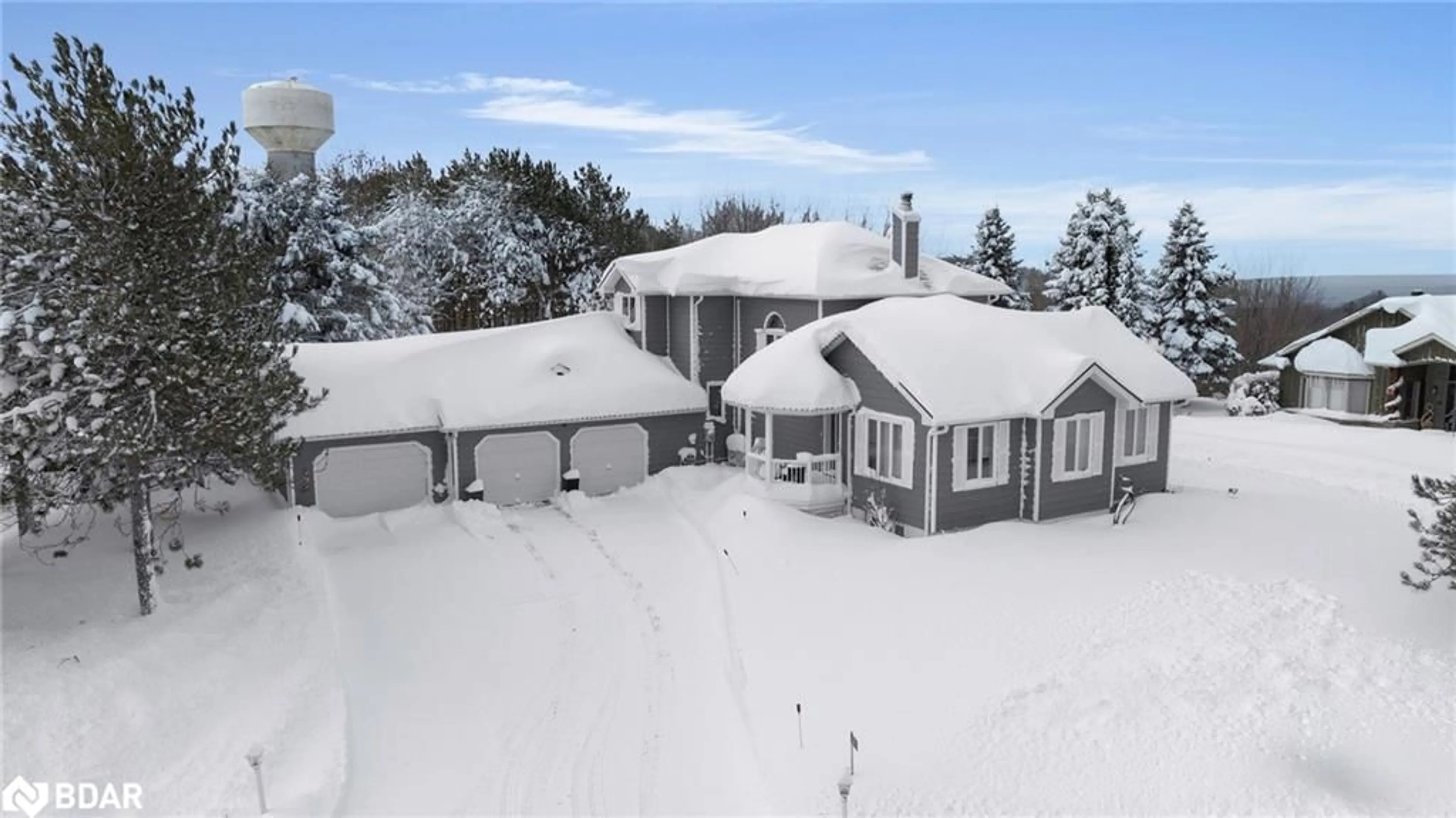 A pic from outside/outdoor area/front of a property/back of a property/a pic from drone, unknown for 54 Highland Drive Dr, Oro-Medonte Ontario L0L 2L0