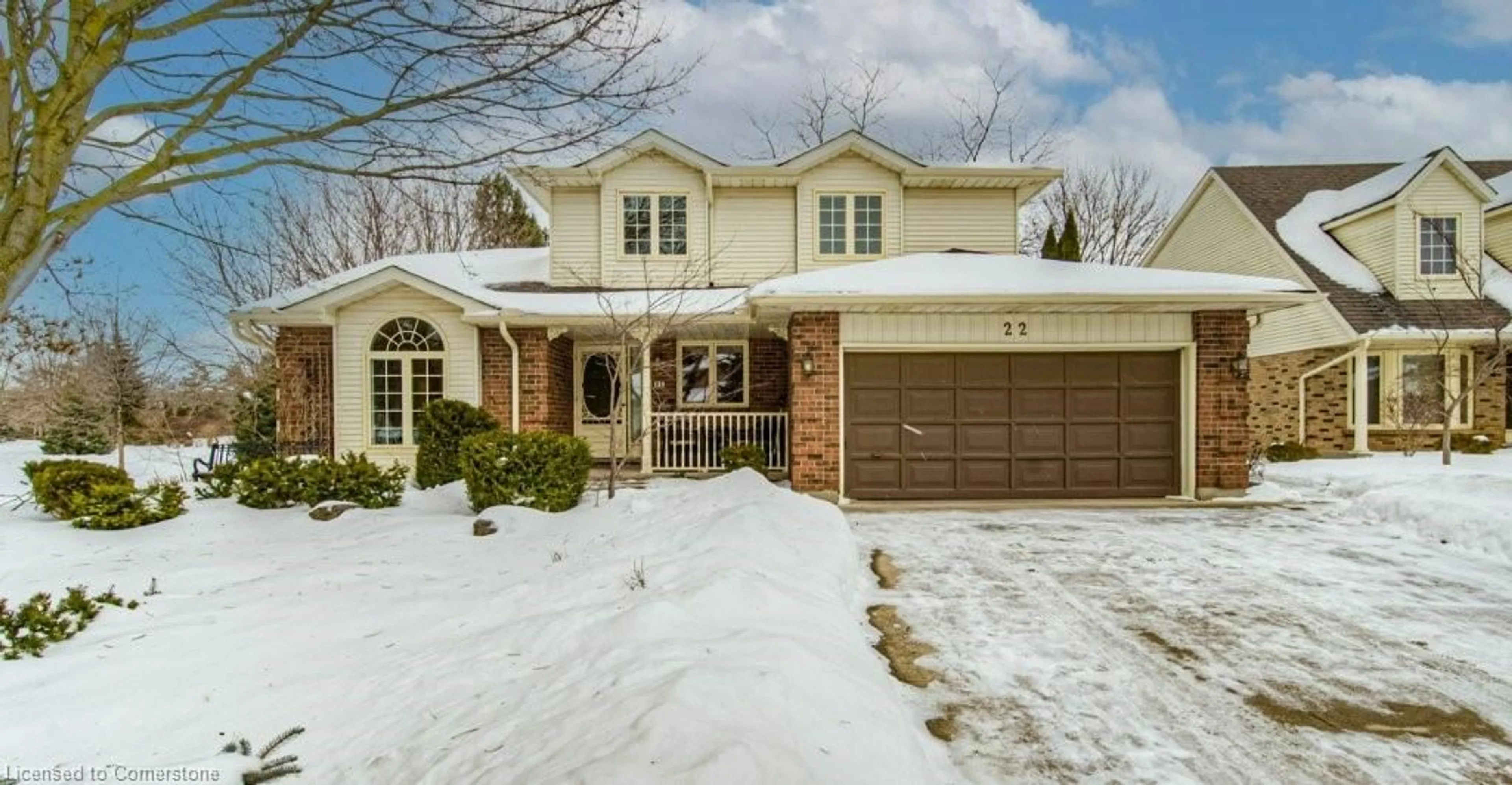 Home with brick exterior material, street for 22 Chartwell Crt, Kitchener Ontario N2A 3M1