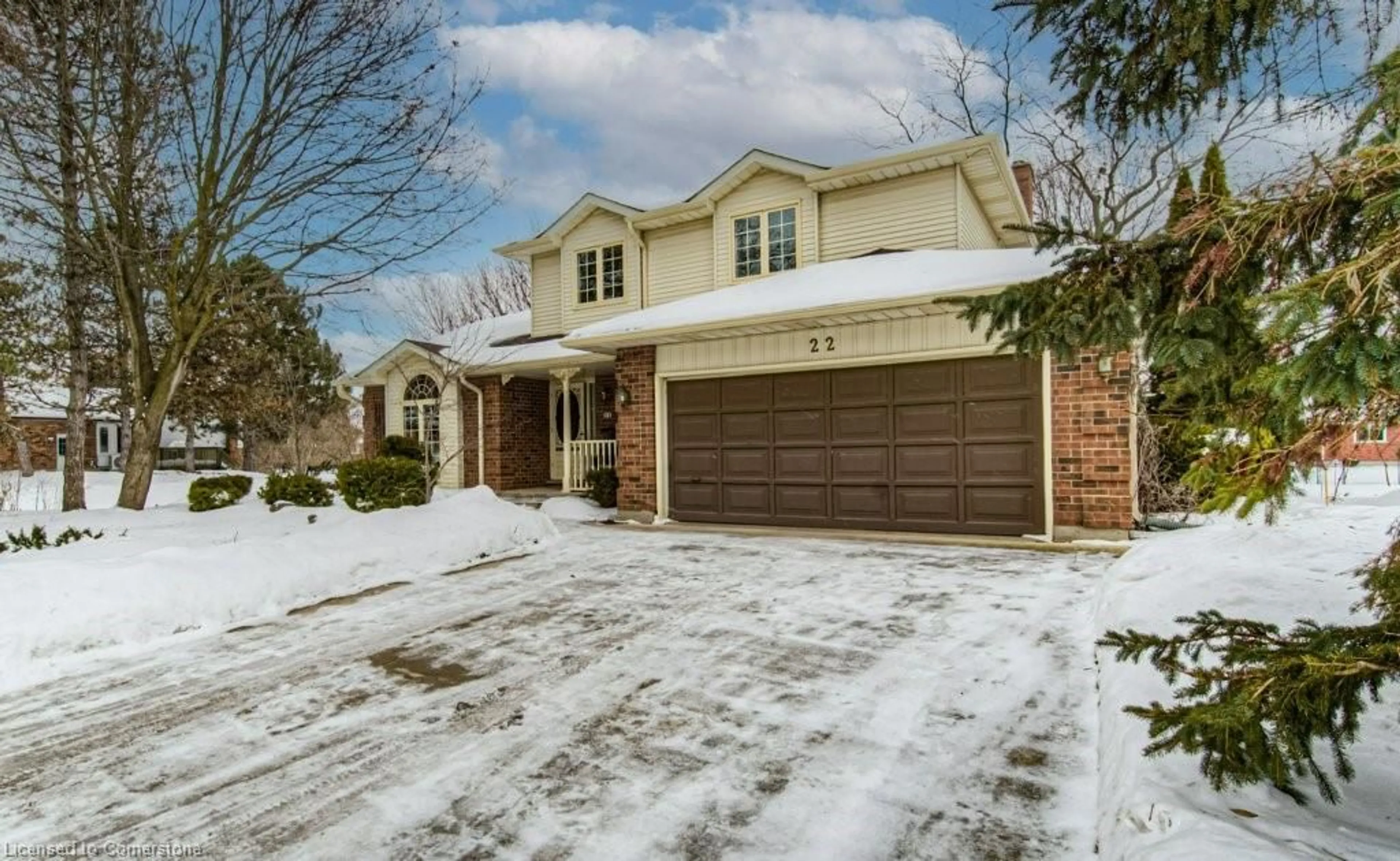 Home with brick exterior material, street for 22 Chartwell Crt, Kitchener Ontario N2A 3M1