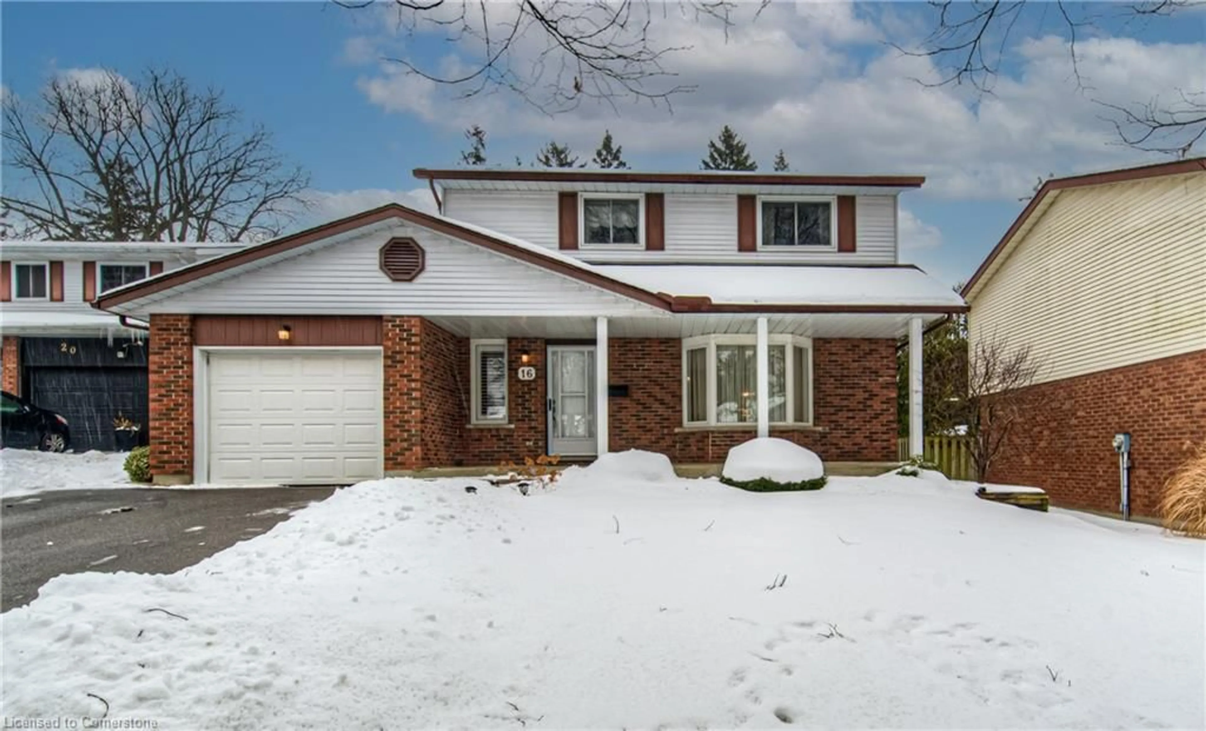 Home with brick exterior material, street for 16 Woodview Cres, Kitchener Ontario N2A 3E3