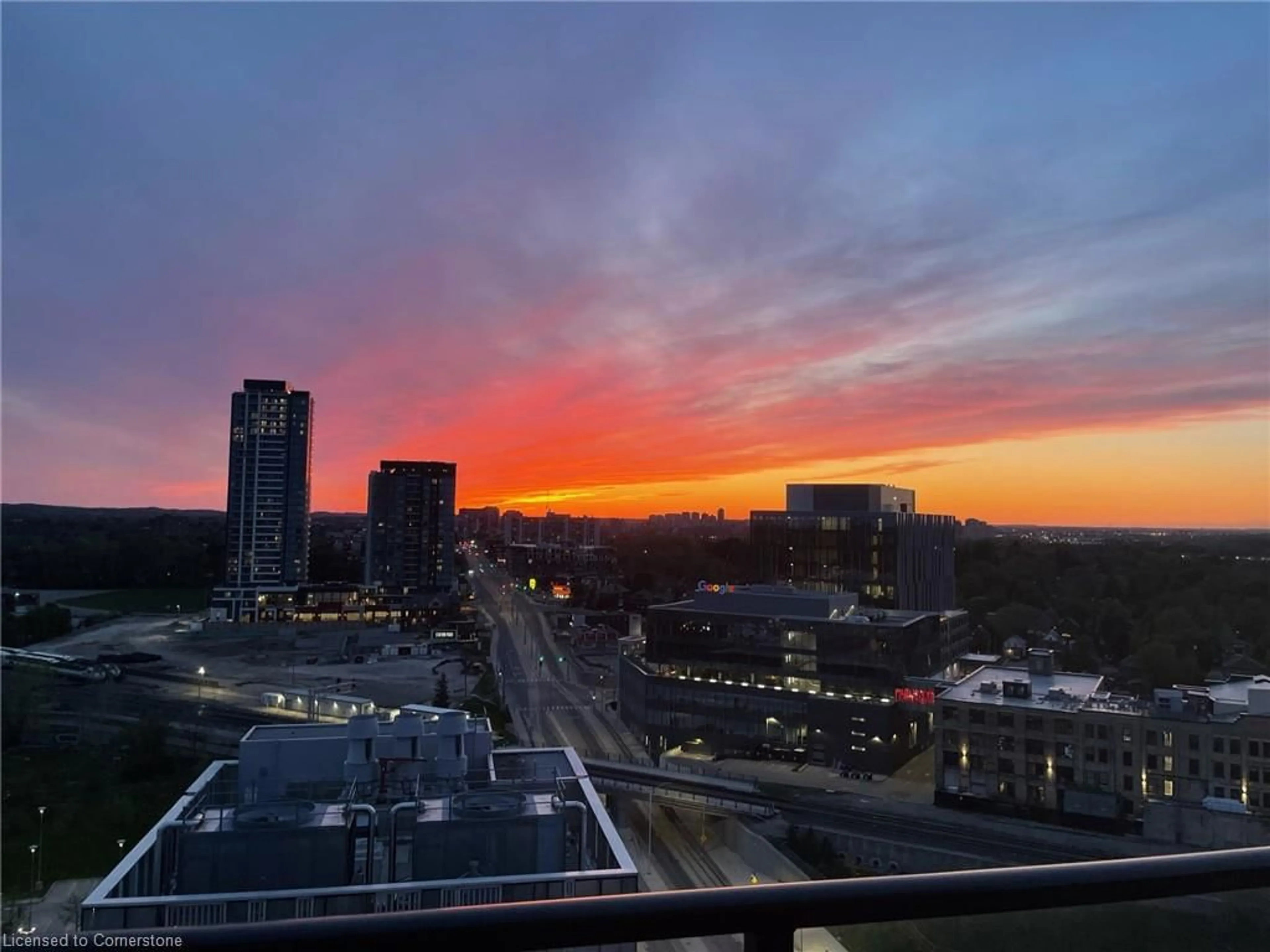 A pic from outside/outdoor area/front of a property/back of a property/a pic from drone, city buildings view from balcony for 1 Victoria St #1602, Kitchener Ontario N2G 0B5