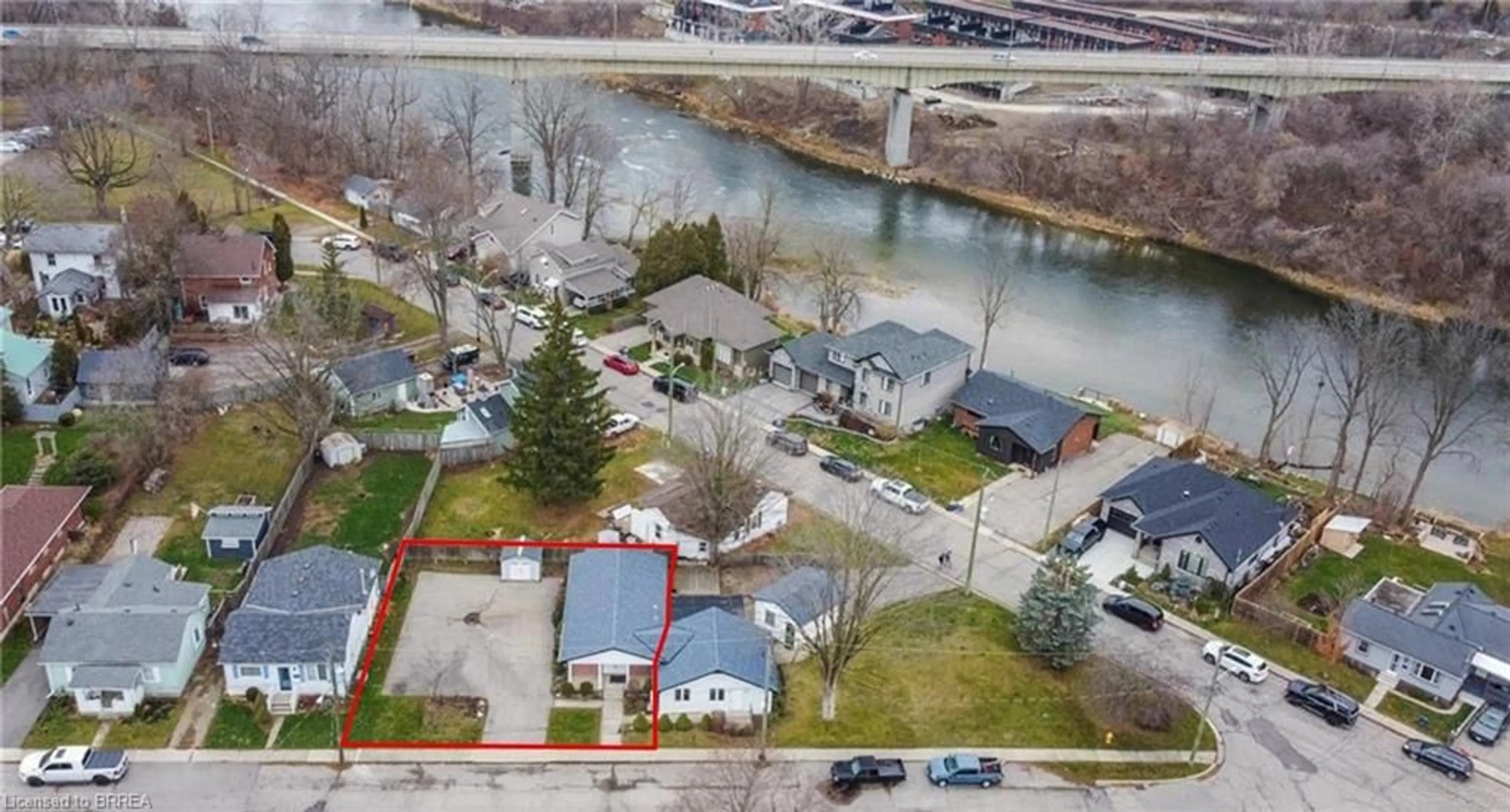 A pic from outside/outdoor area/front of a property/back of a property/a pic from drone, water/lake/river/ocean view for 19-A Creeden St, Paris Ontario N3L 2B8