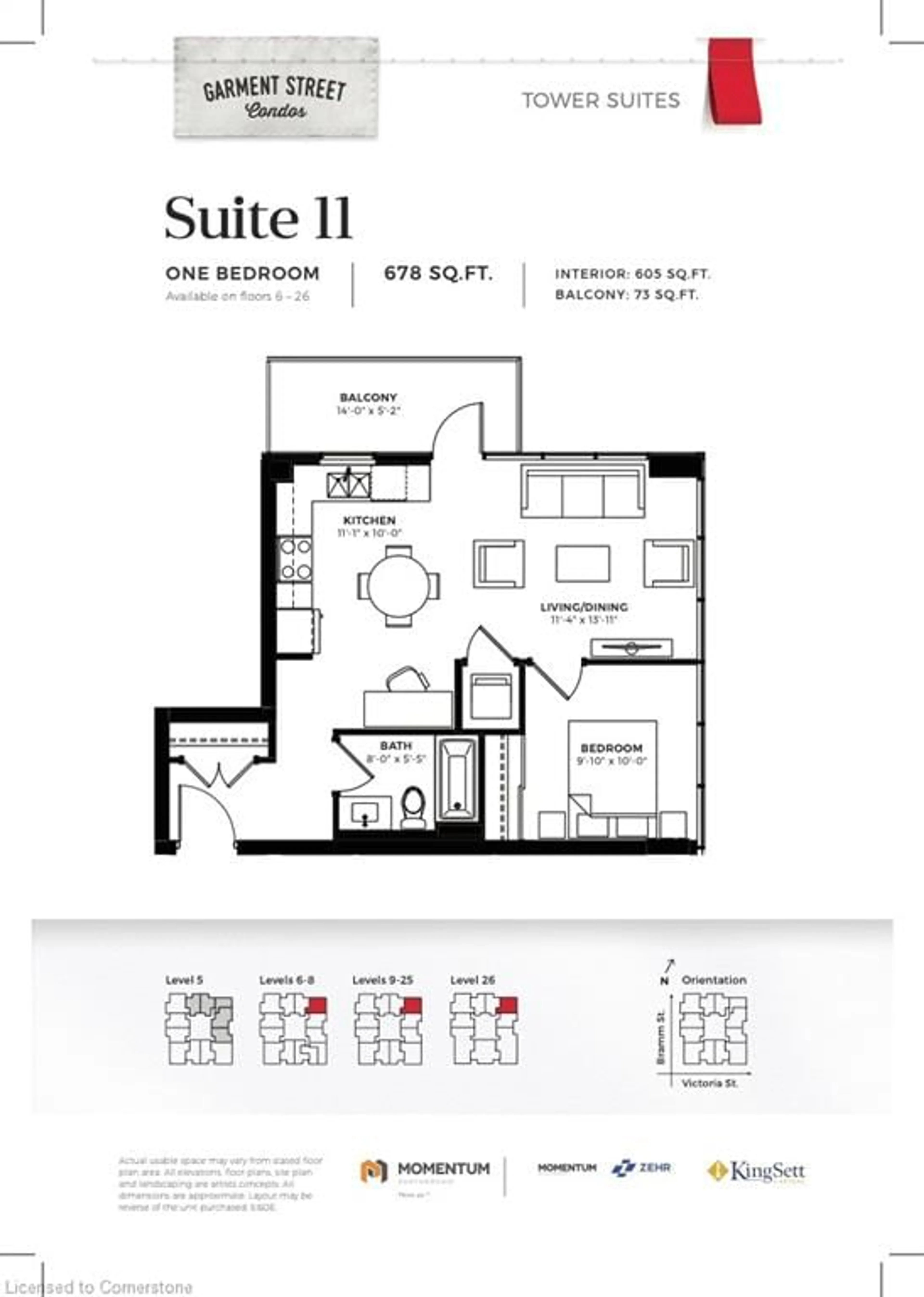 Floor plan for 108 Garment St #1511, Kitchener Ontario N2G 2B3