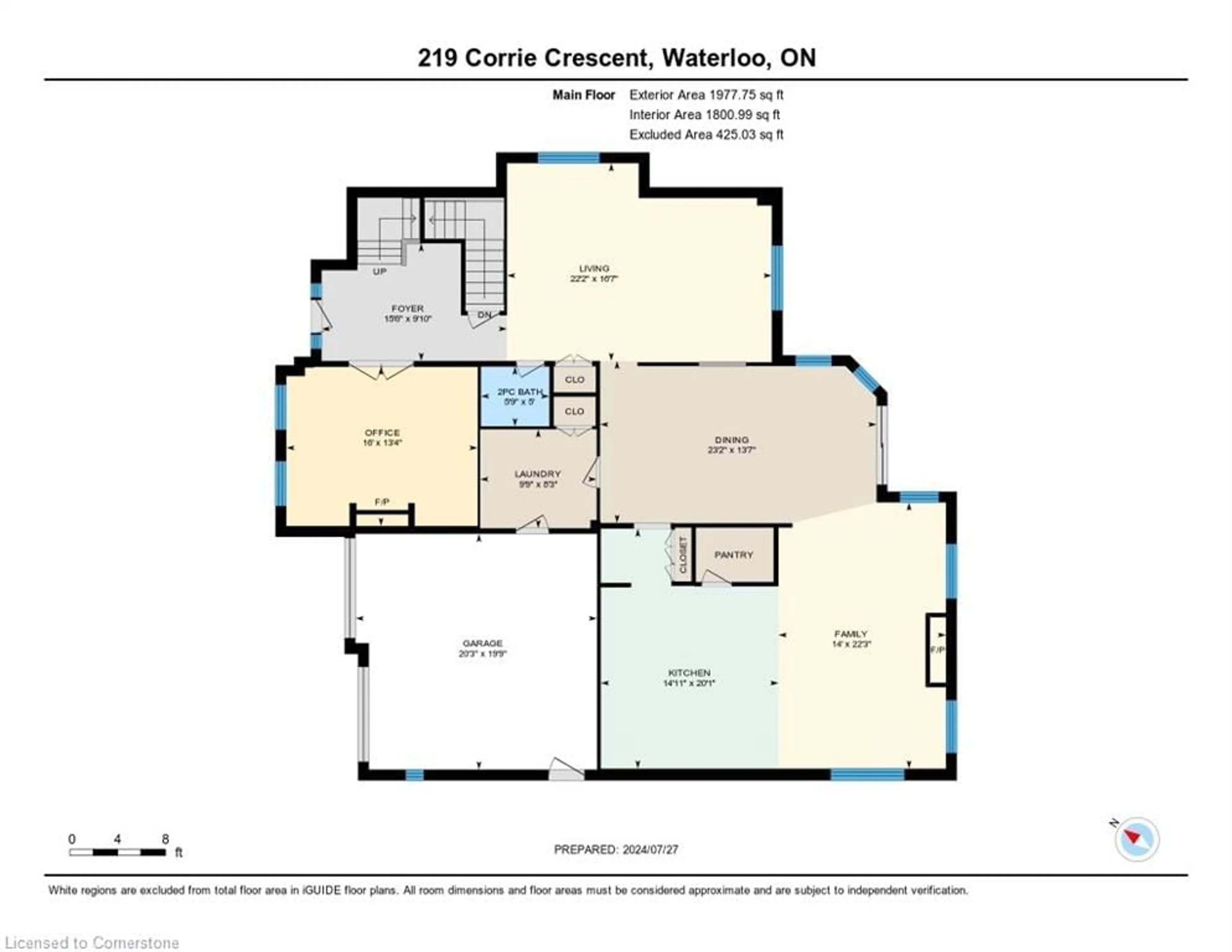 Floor plan for 219 Corrie Cres, Waterloo Ontario N2L 5W3