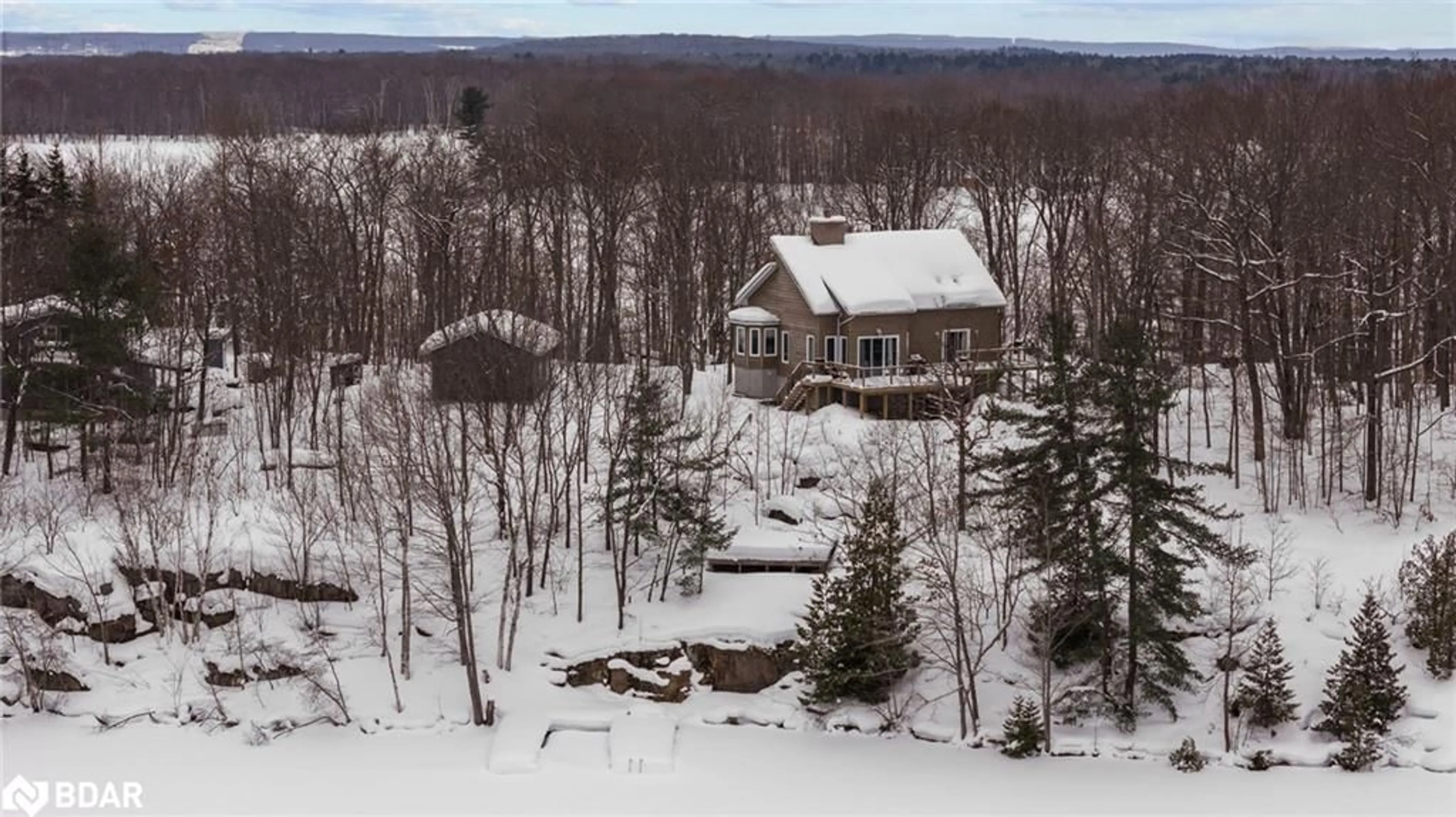 A pic from outside/outdoor area/front of a property/back of a property/a pic from drone, mountain view for 2043 Beman Point Lane, Coldwater Ontario L0K 1E0