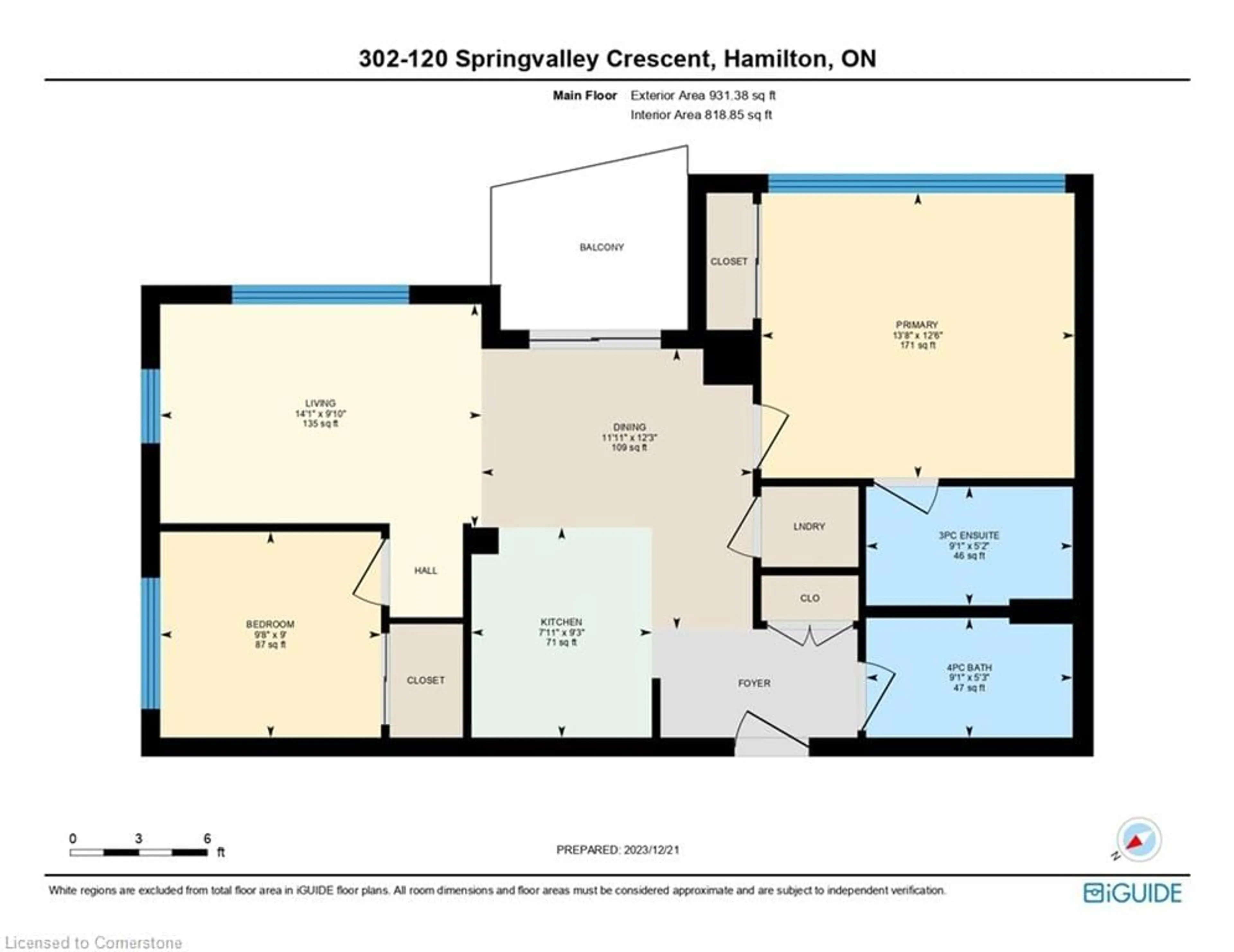 Floor plan for 120 Springvalley Cres #302, Hamilton Ontario L9C 0E4