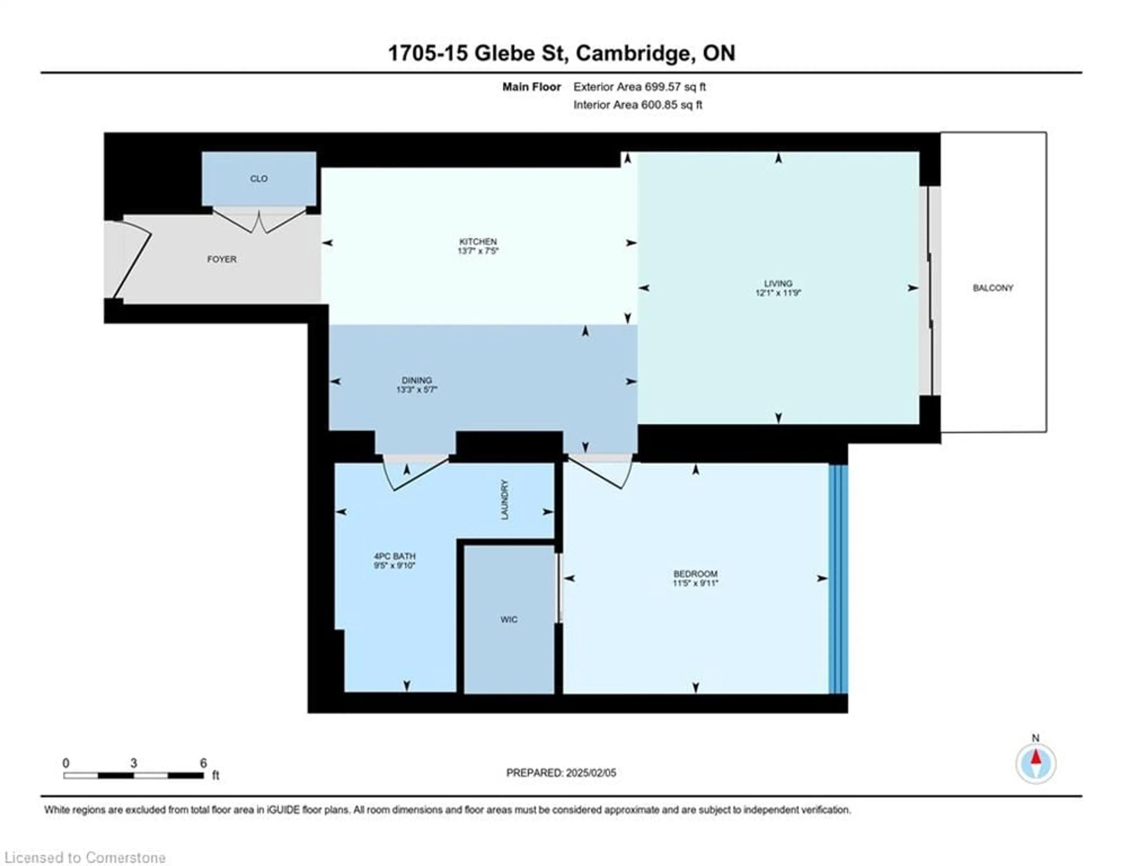 Floor plan for 15 Glebe St #1705, Cambridge Ontario N1S 0C3