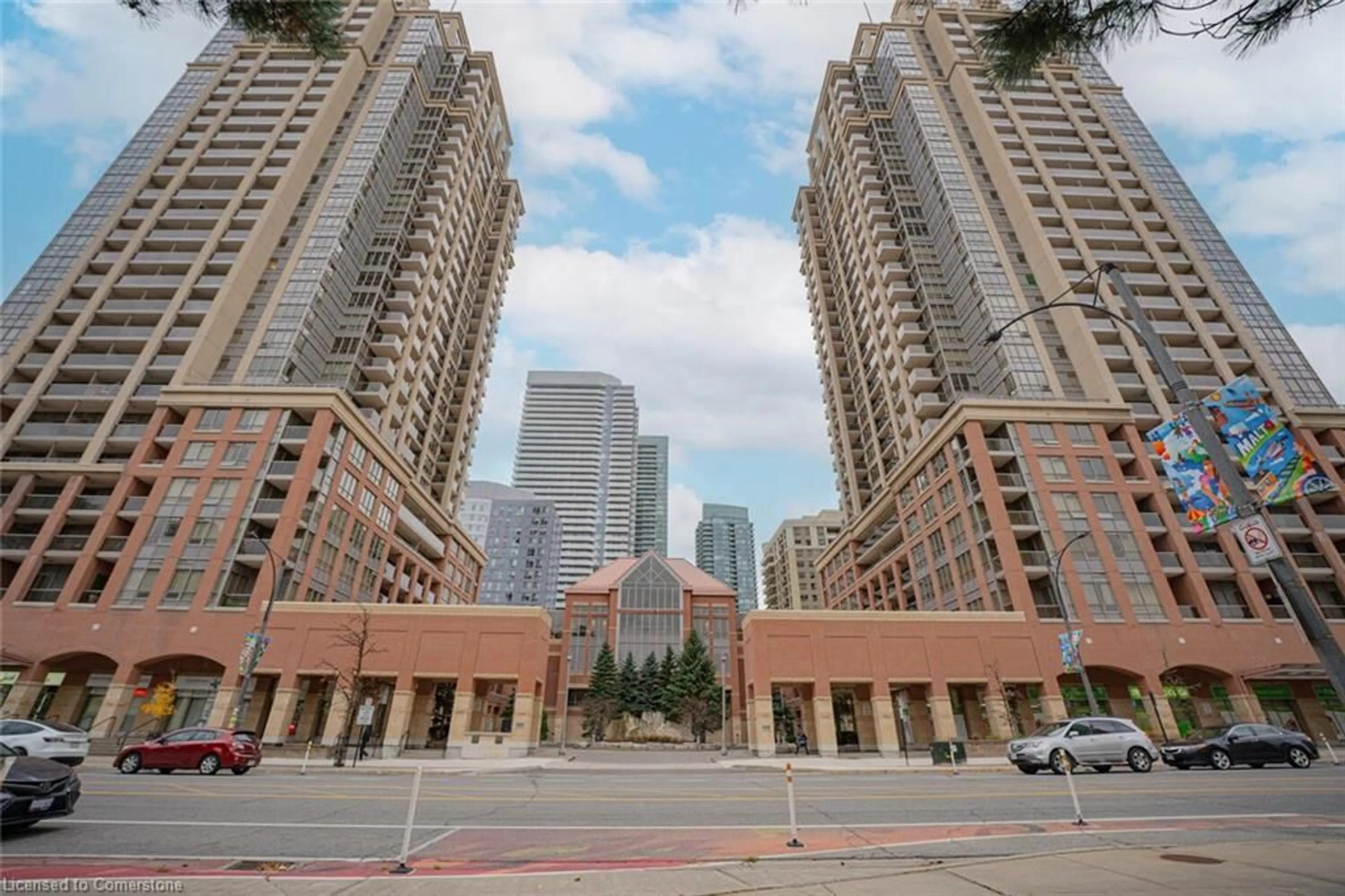 Patio, city buildings view from balcony for 4080 Living Arts Dr #2401, Mississauga Ontario L5B 4N3