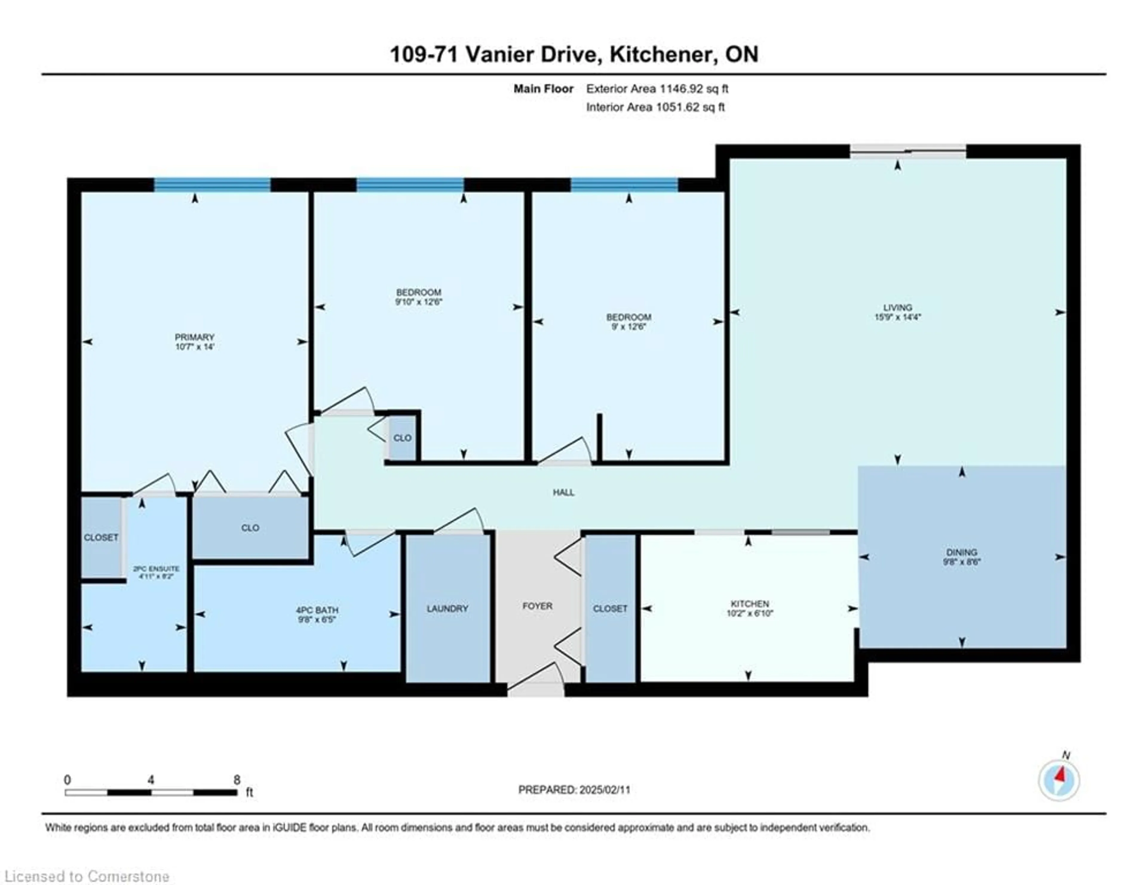 Floor plan for 71 Vanier Dr #109, Kitchener Ontario N2C 1J4