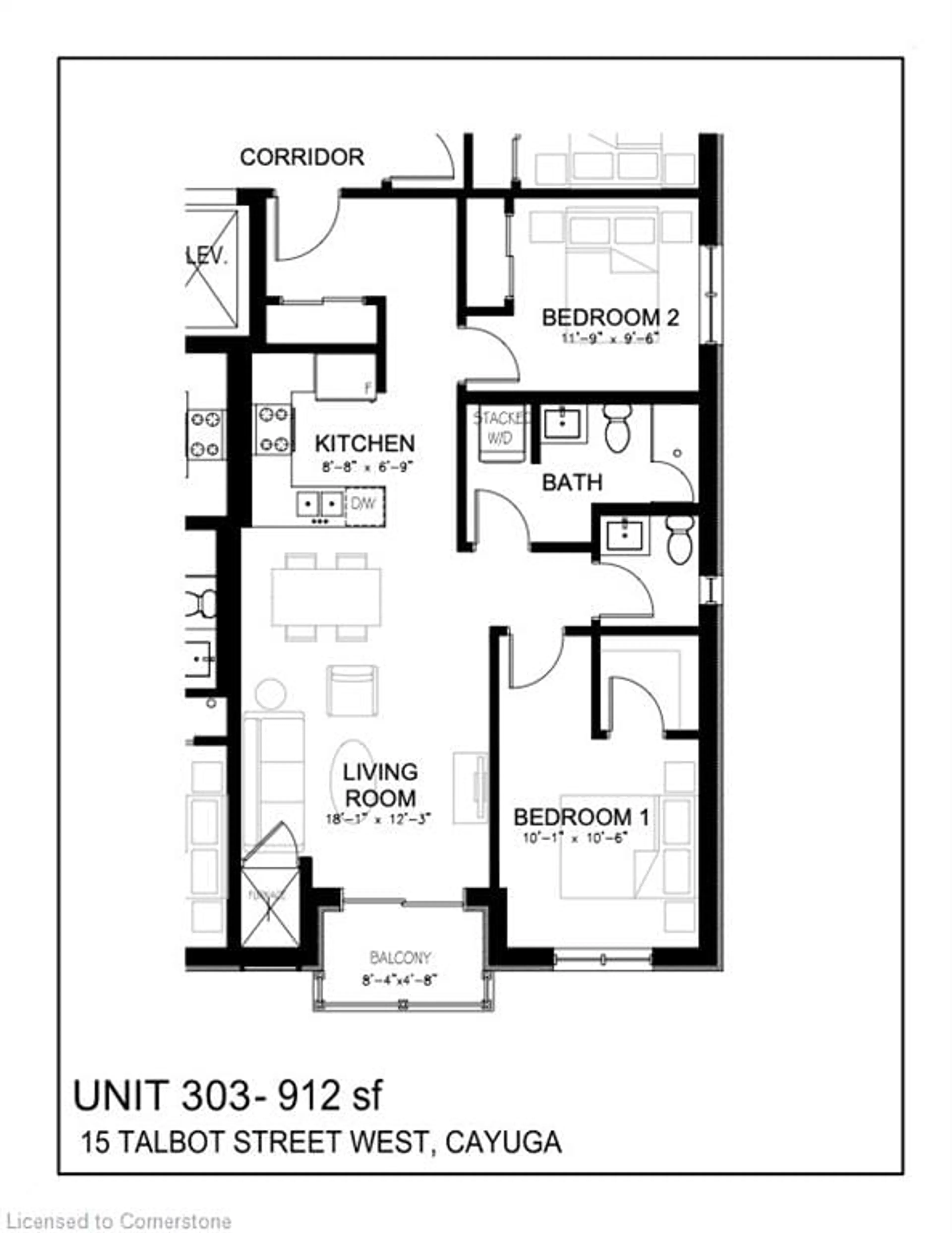 Floor plan for 15 Talbot St #303, Cayuga Ontario N0A 1E0