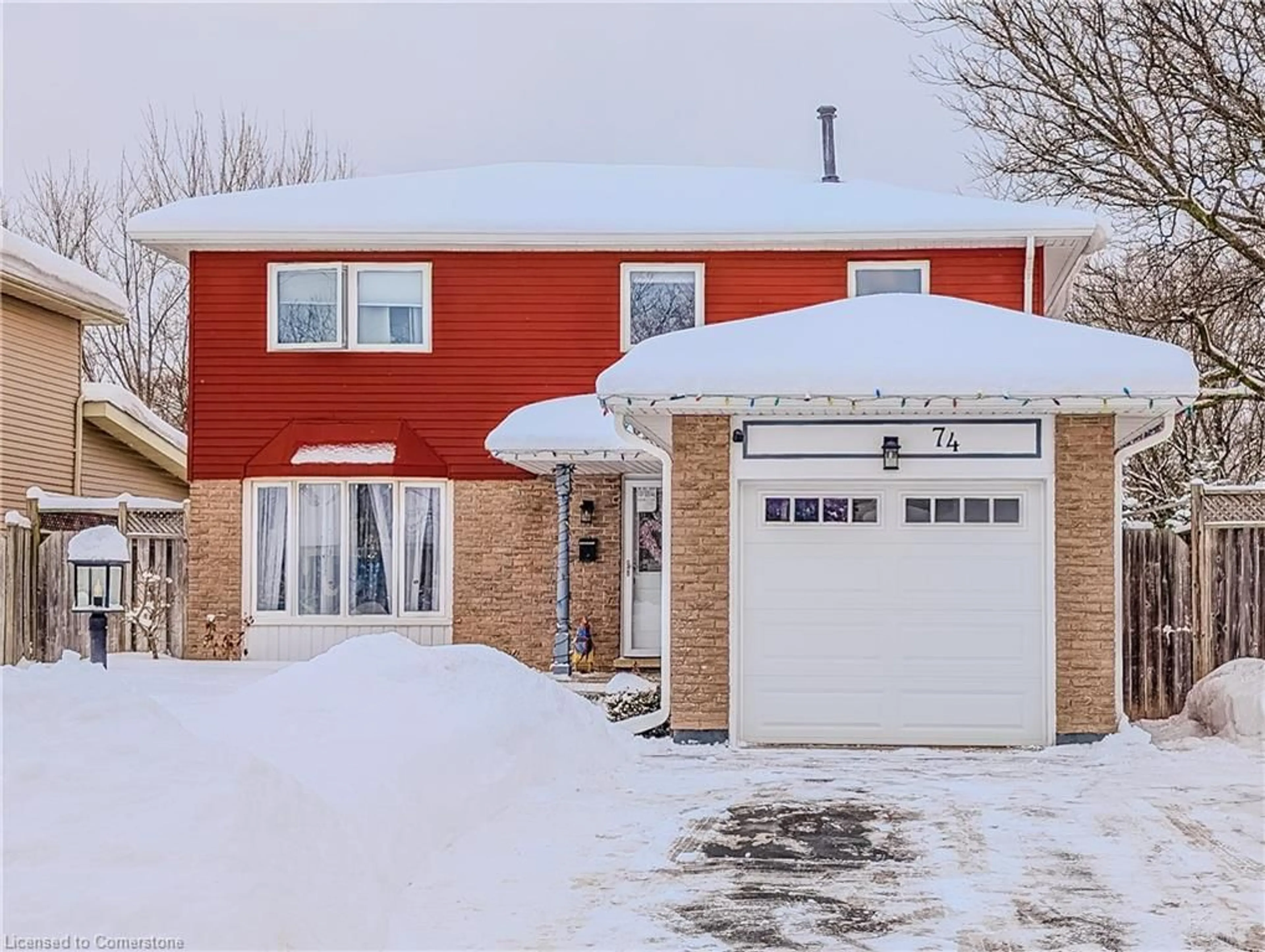 Home with brick exterior material, street for 74 Rolling Meadows Dr, Kitchener Ontario N2N 1T6