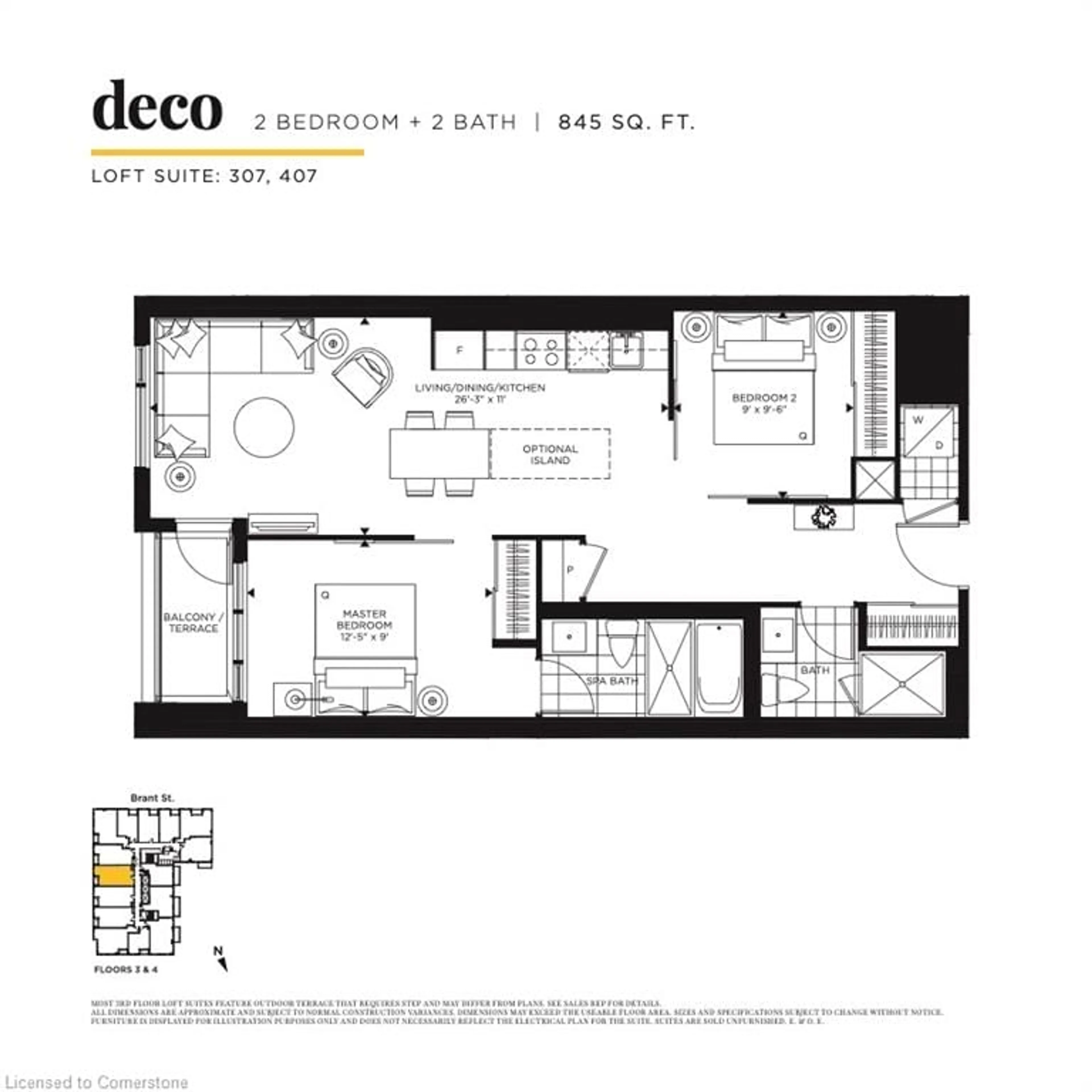 Floor plan for 2007 James St #407, Burlington Ontario L7R 0G7