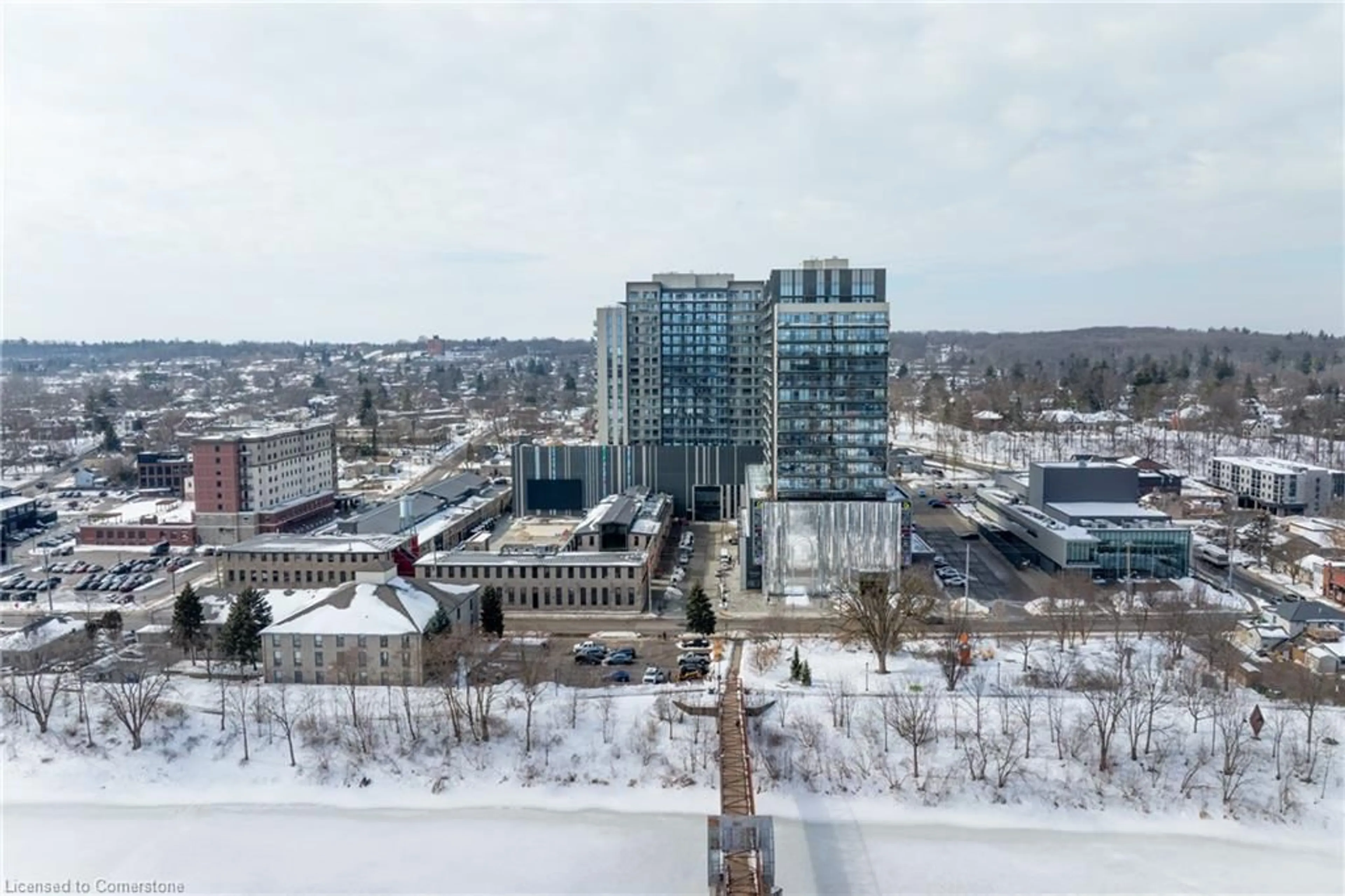 A pic from outside/outdoor area/front of a property/back of a property/a pic from drone, city buildings view from balcony for 15 Glebe St, Cambridge Ontario N1S 0C3