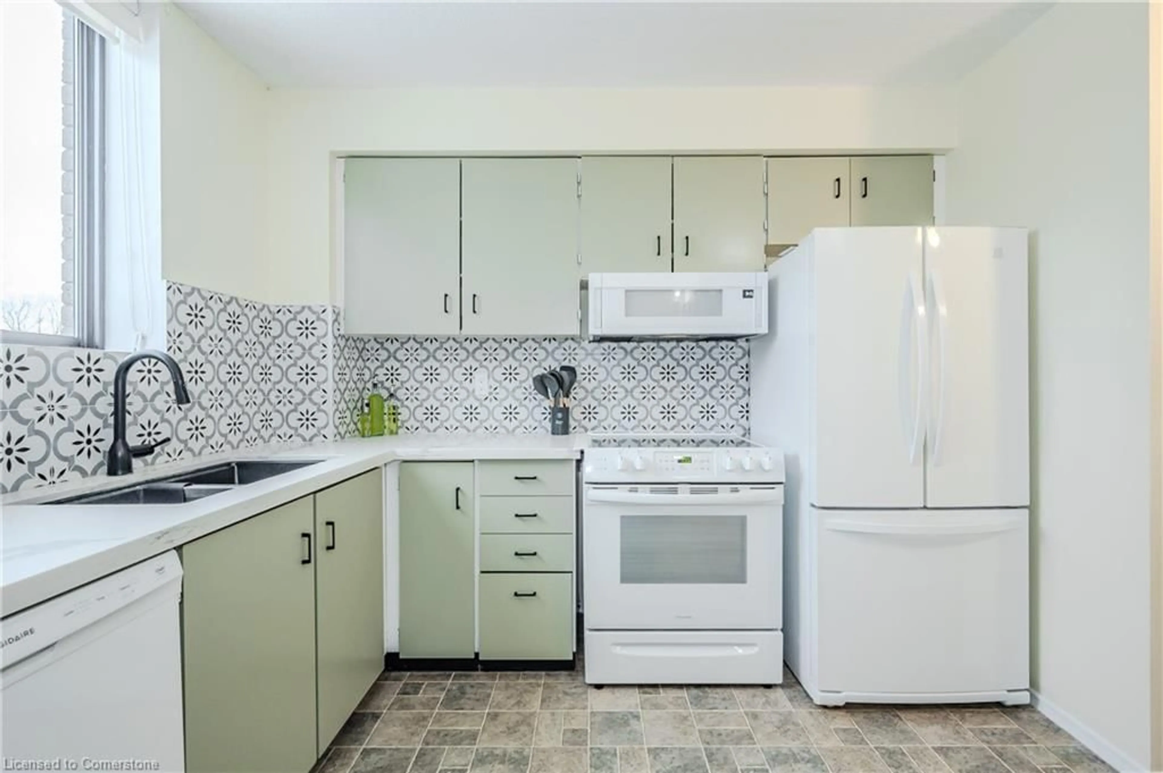 Standard kitchen, ceramic/tile floor for 89 Westwood Rd #402, Guelph Ontario N1H 7J6