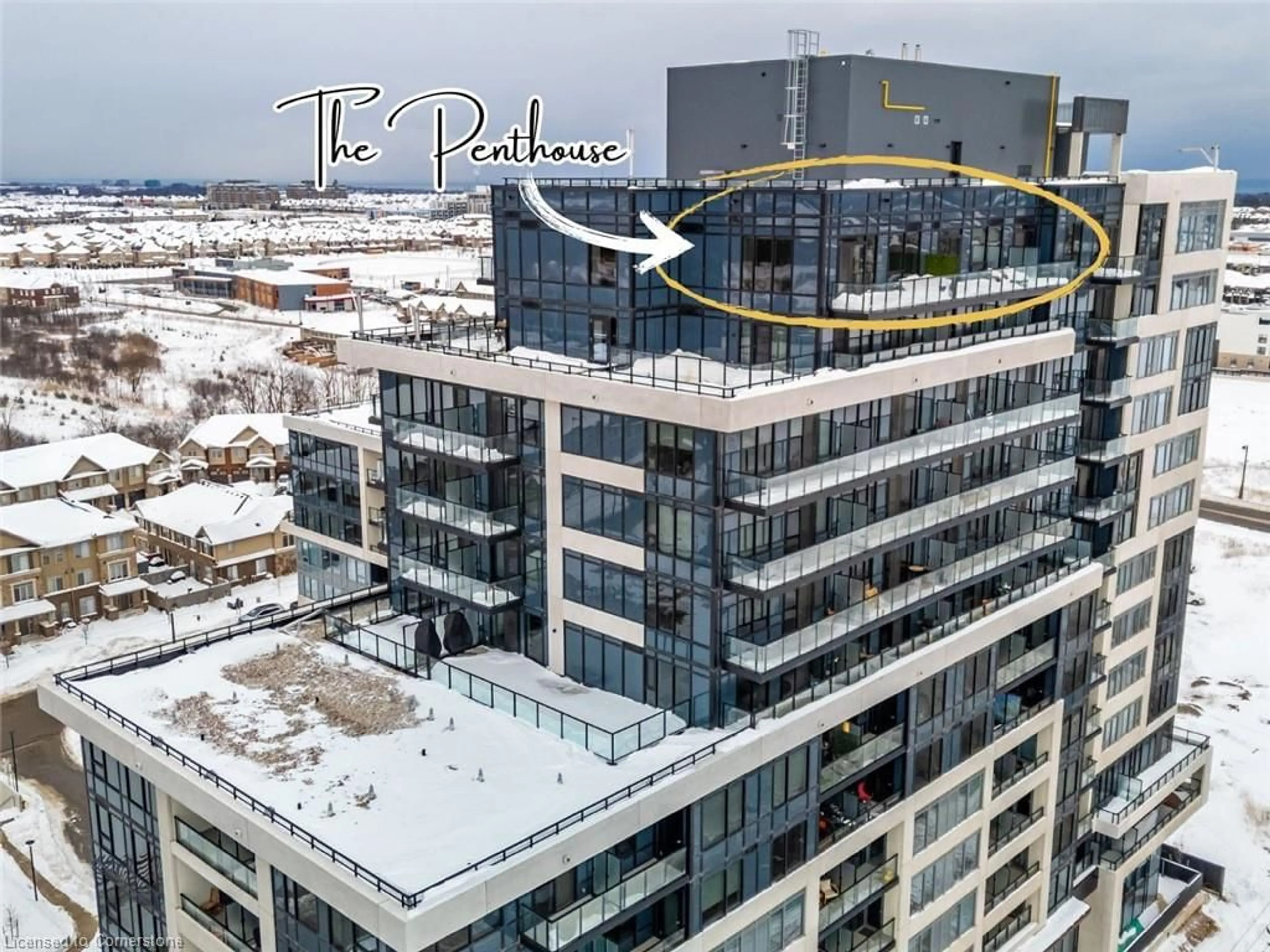 A pic from outside/outdoor area/front of a property/back of a property/a pic from drone, city buildings view from balcony for 3200 William Coltson Ave #1405, Oakville Ontario L6H 7W6