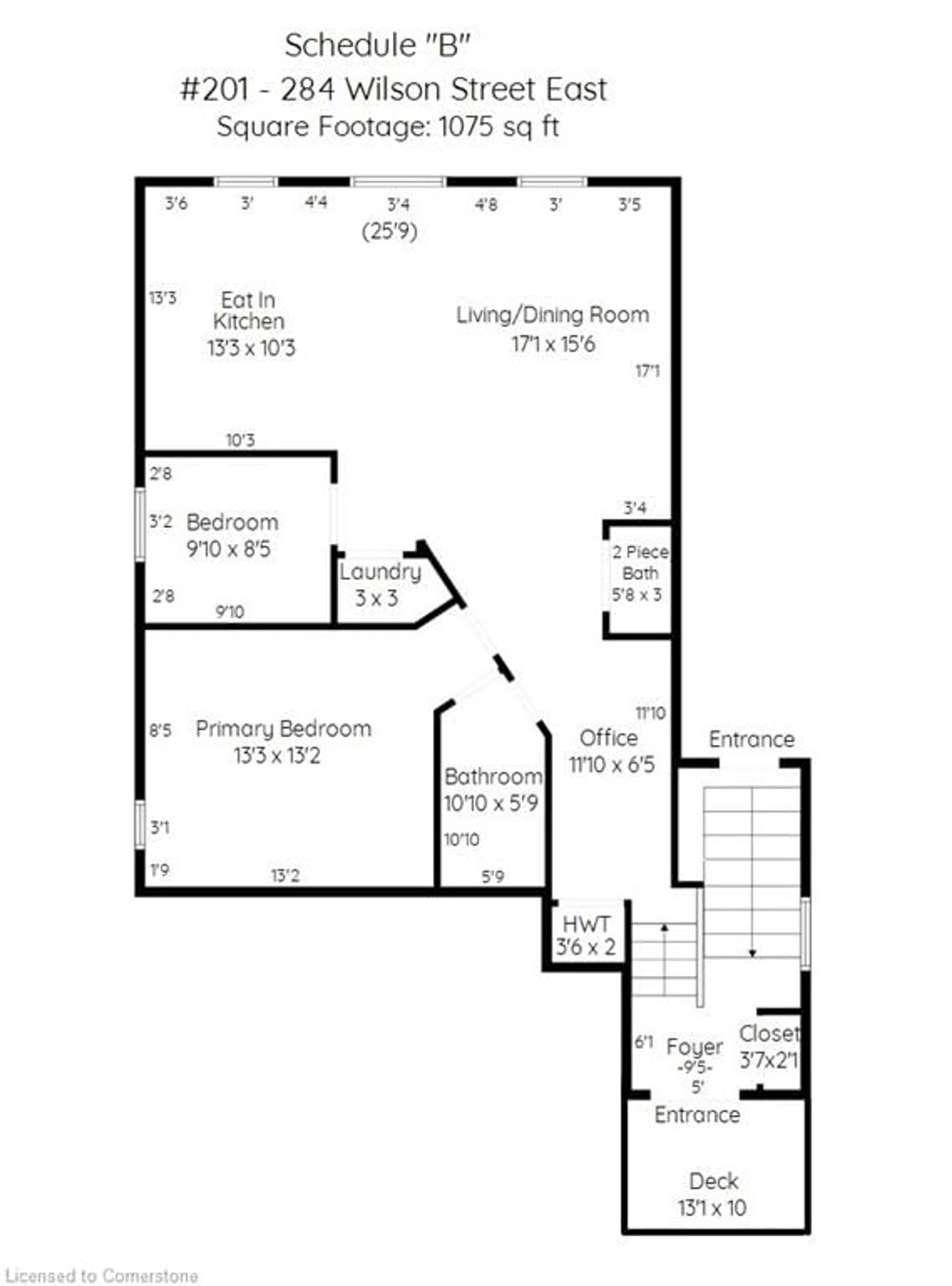 Floor plan for 284 Wilson St #201, Ancaster Ontario L9G 2B9