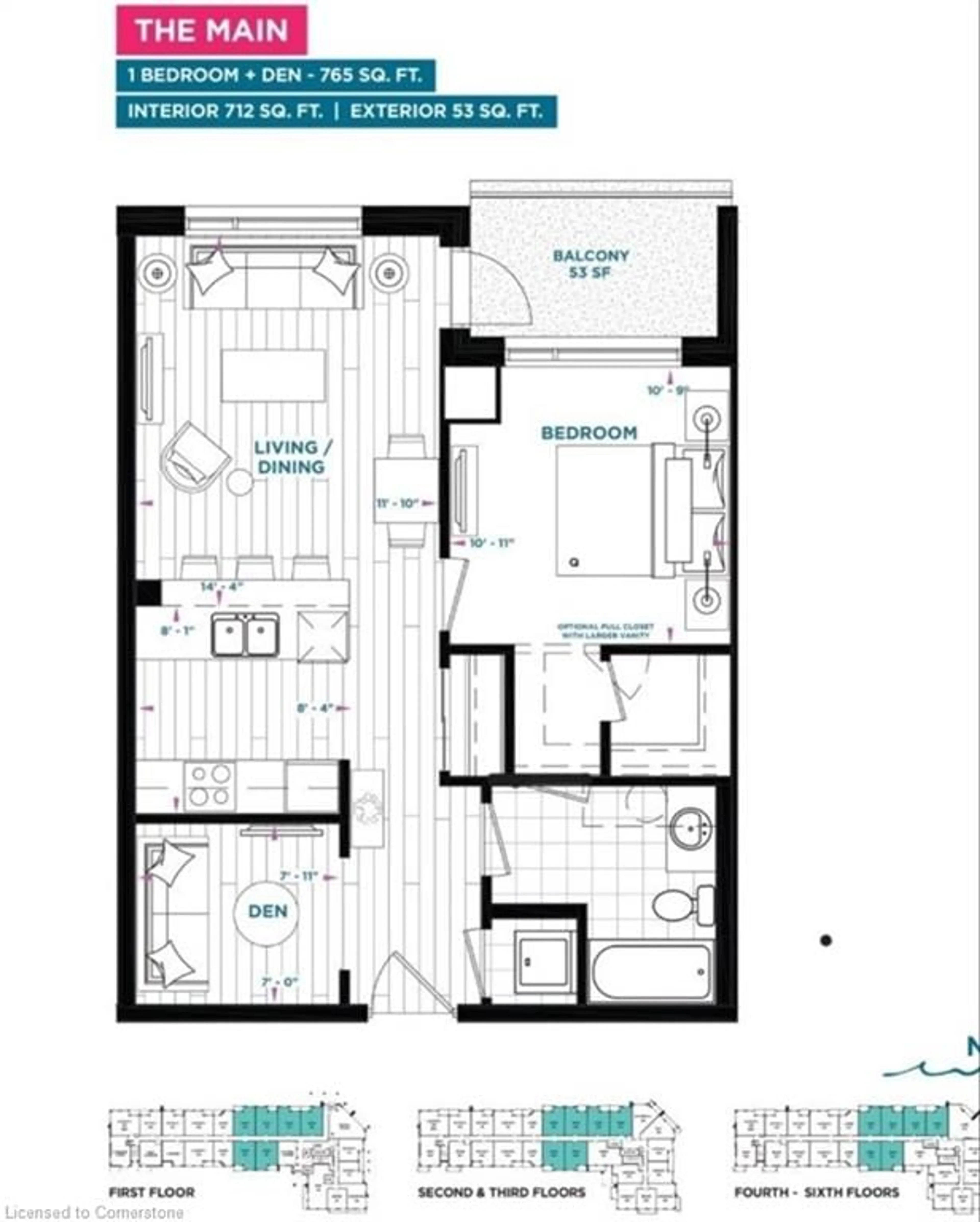 Floor plan for 600 North Service Rd #214, Stoney Creek Ontario L8E 5A7