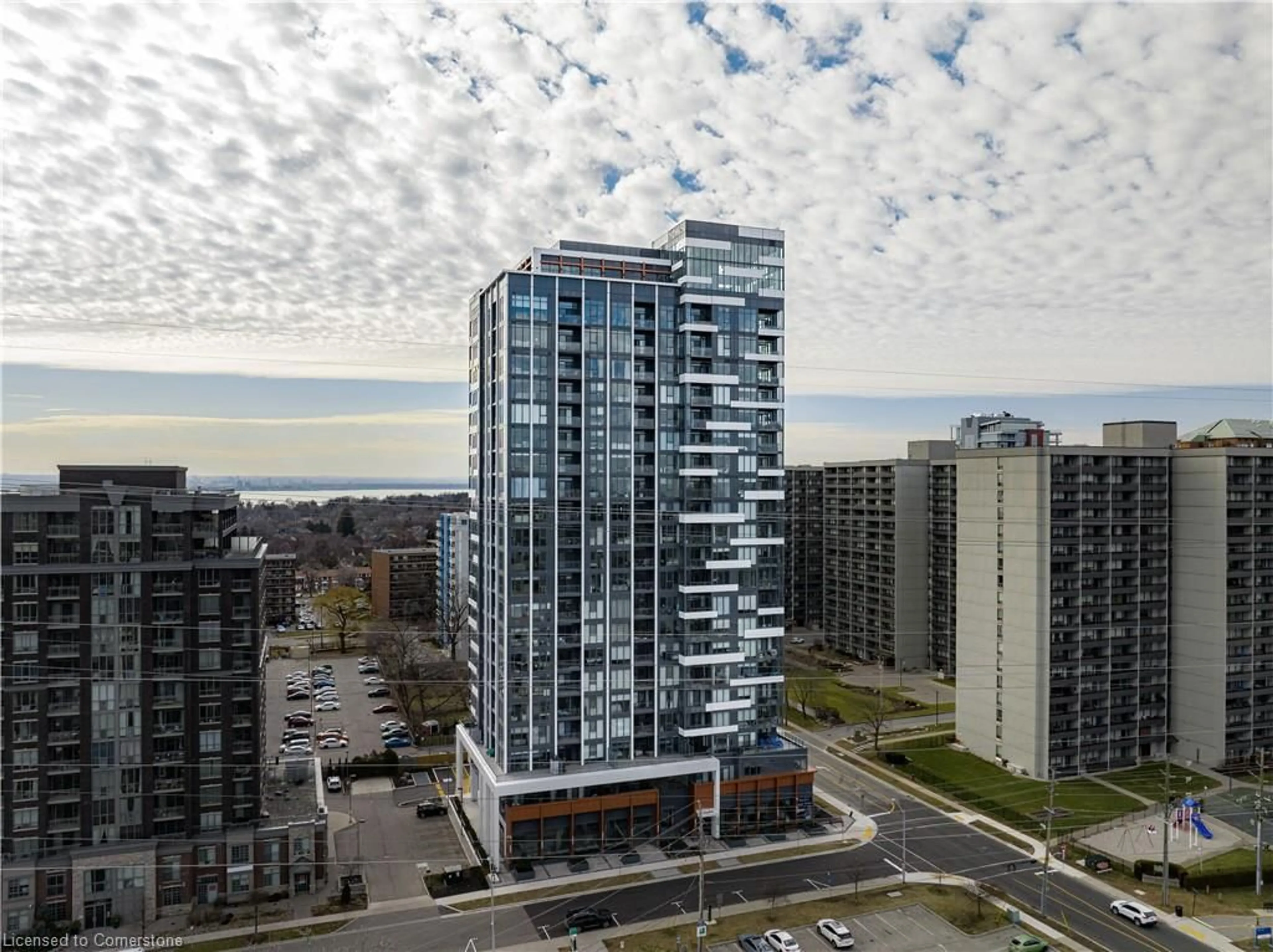 A pic from outside/outdoor area/front of a property/back of a property/a pic from drone, city buildings view from balcony for 500 Brock Ave #1508, Burlington Ontario L7S 0A5