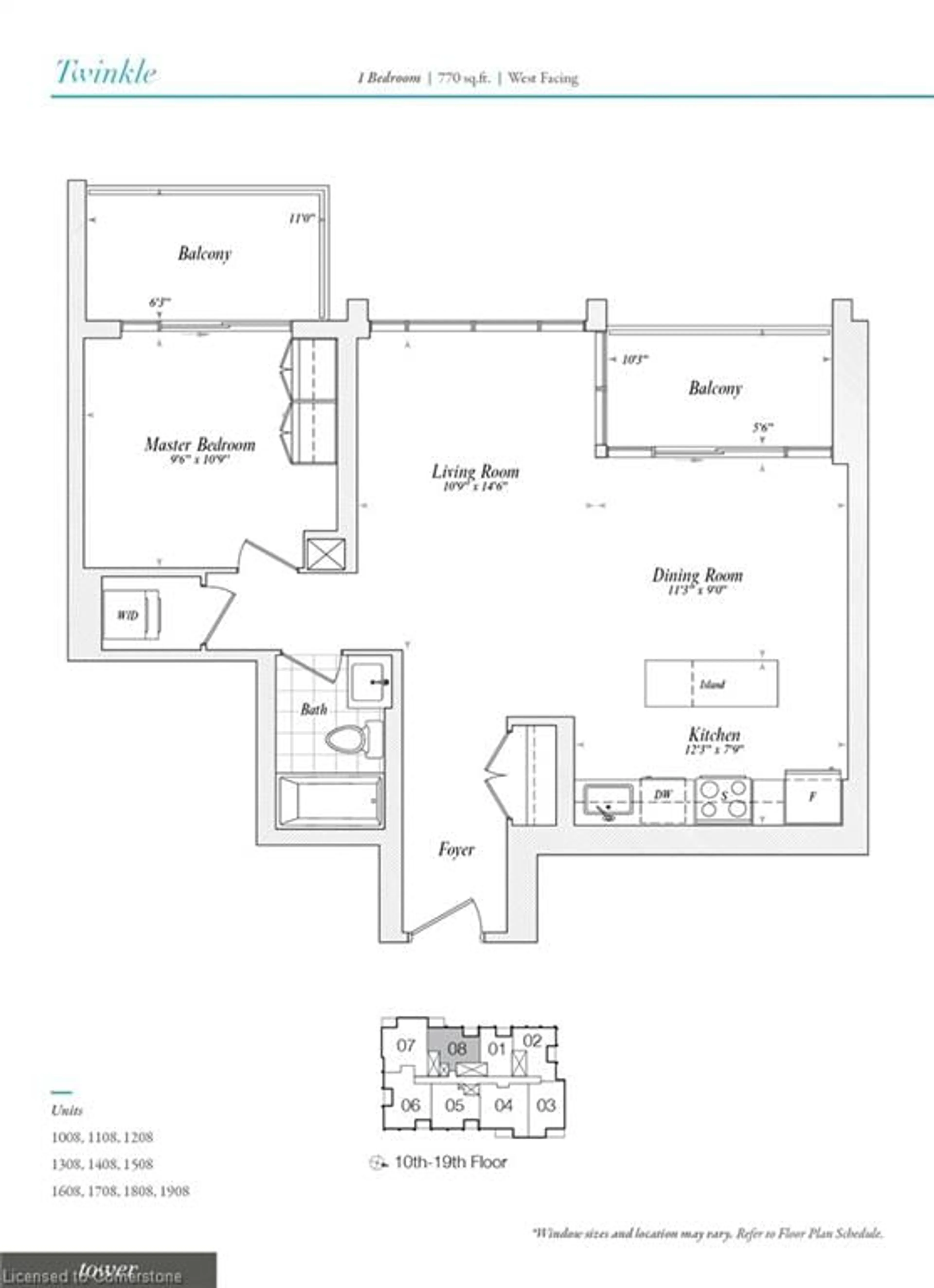 Floor plan for 500 Brock Ave #1508, Burlington Ontario L7S 0A5