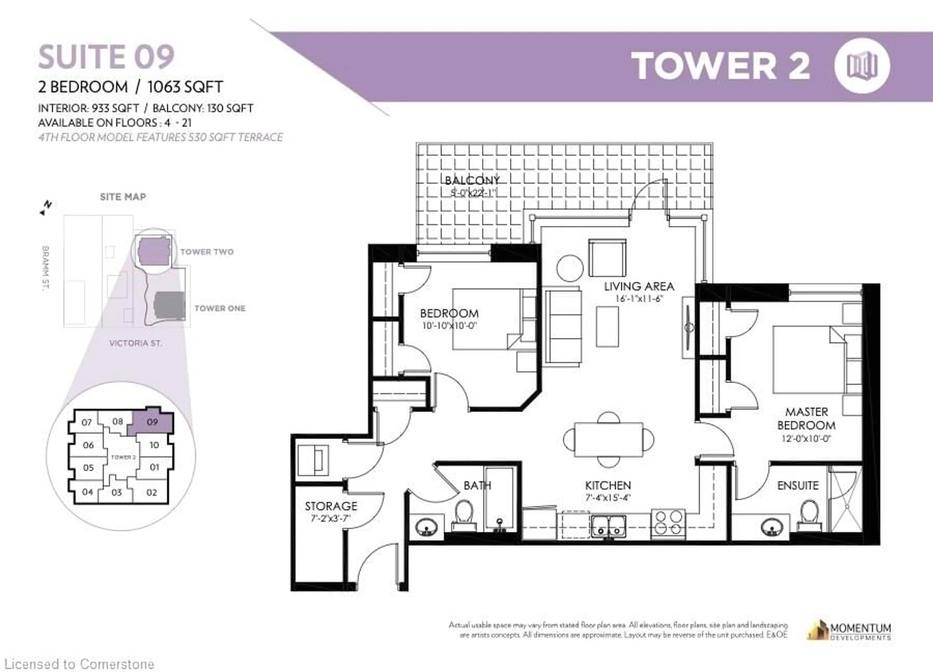 Floor plan for 104 Garment St #1509, Kitchener Ontario N2G 0C8