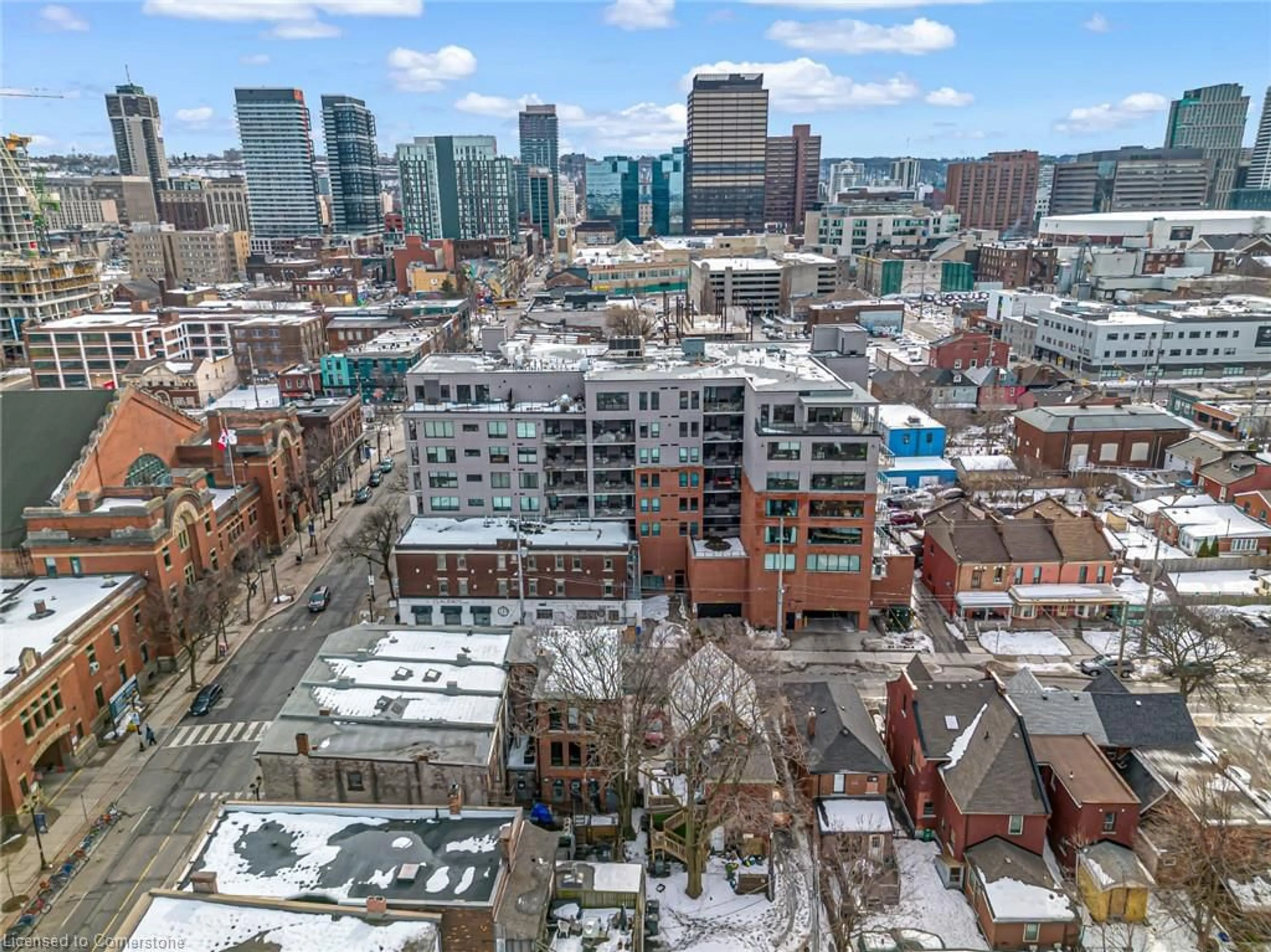 A pic from outside/outdoor area/front of a property/back of a property/a pic from drone, city buildings view from balcony for 181 James St #306, Hamilton Ontario L8R 2K9