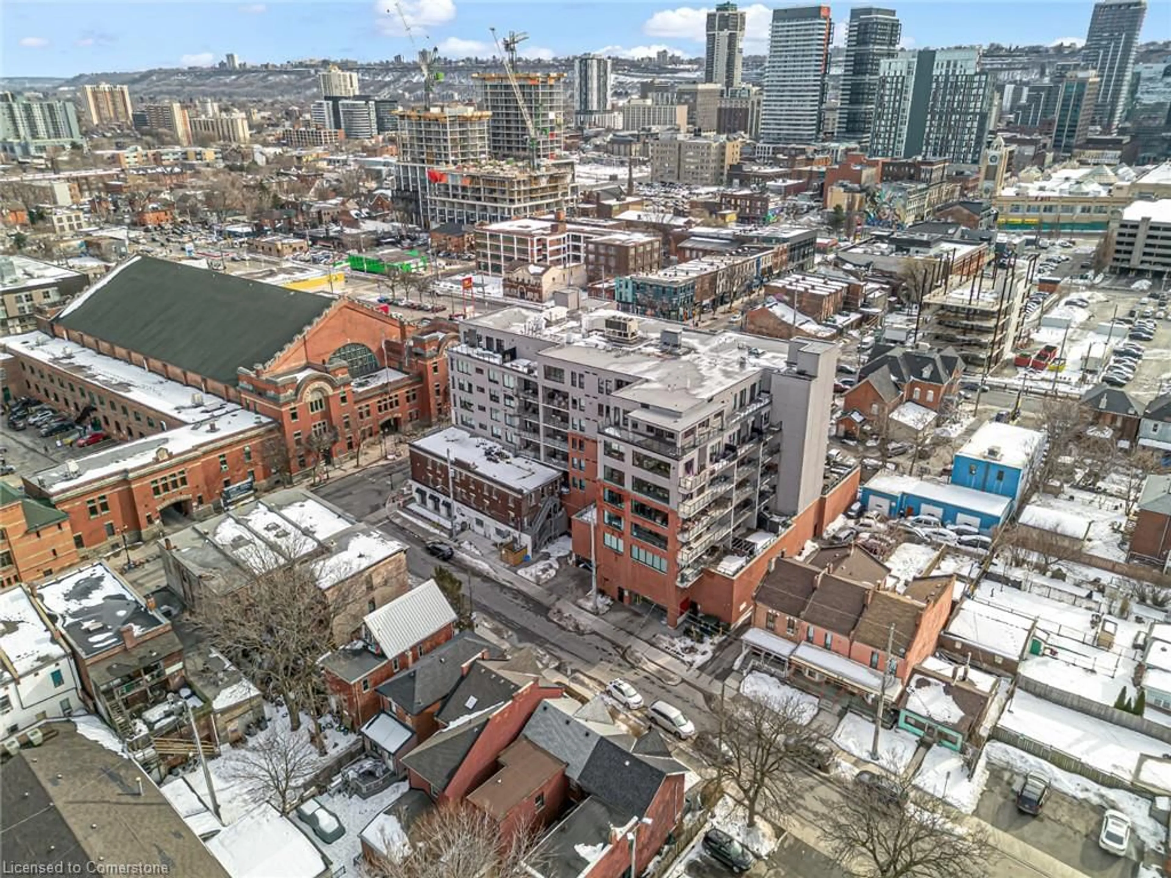 A pic from outside/outdoor area/front of a property/back of a property/a pic from drone, city buildings view from balcony for 181 James St #306, Hamilton Ontario L8R 2K9