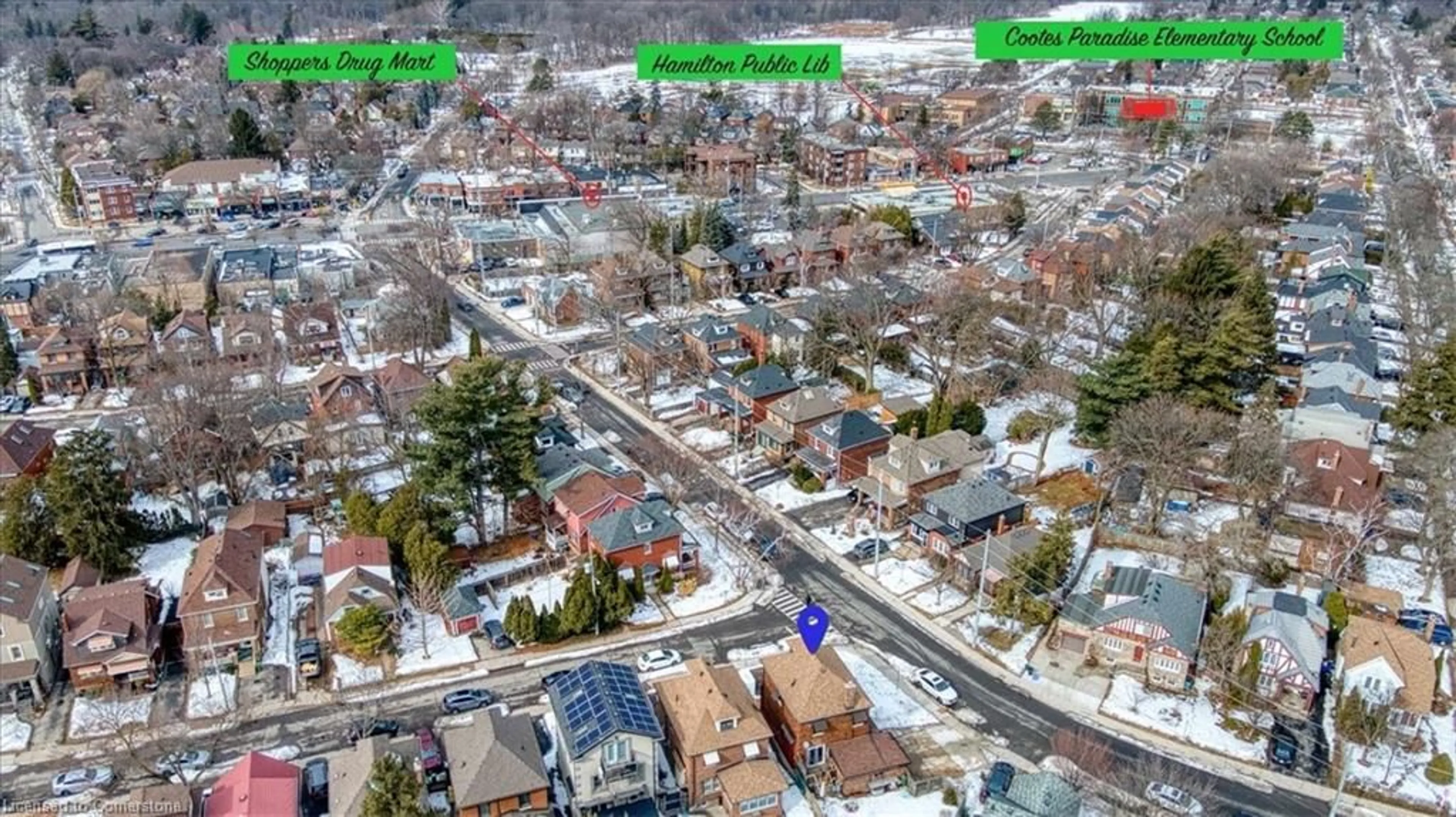 A pic from outside/outdoor area/front of a property/back of a property/a pic from drone, street for 1 Barclay St, Hamilton Ontario L8S 1P1